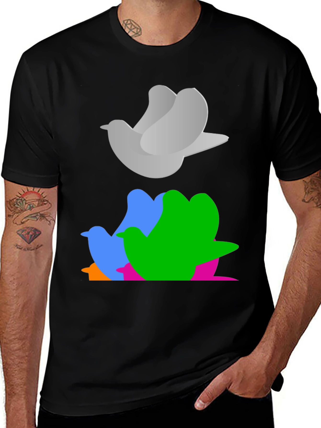 Variant 2 of Abstract Bird Graphic Tee - Stylish Casual Wear