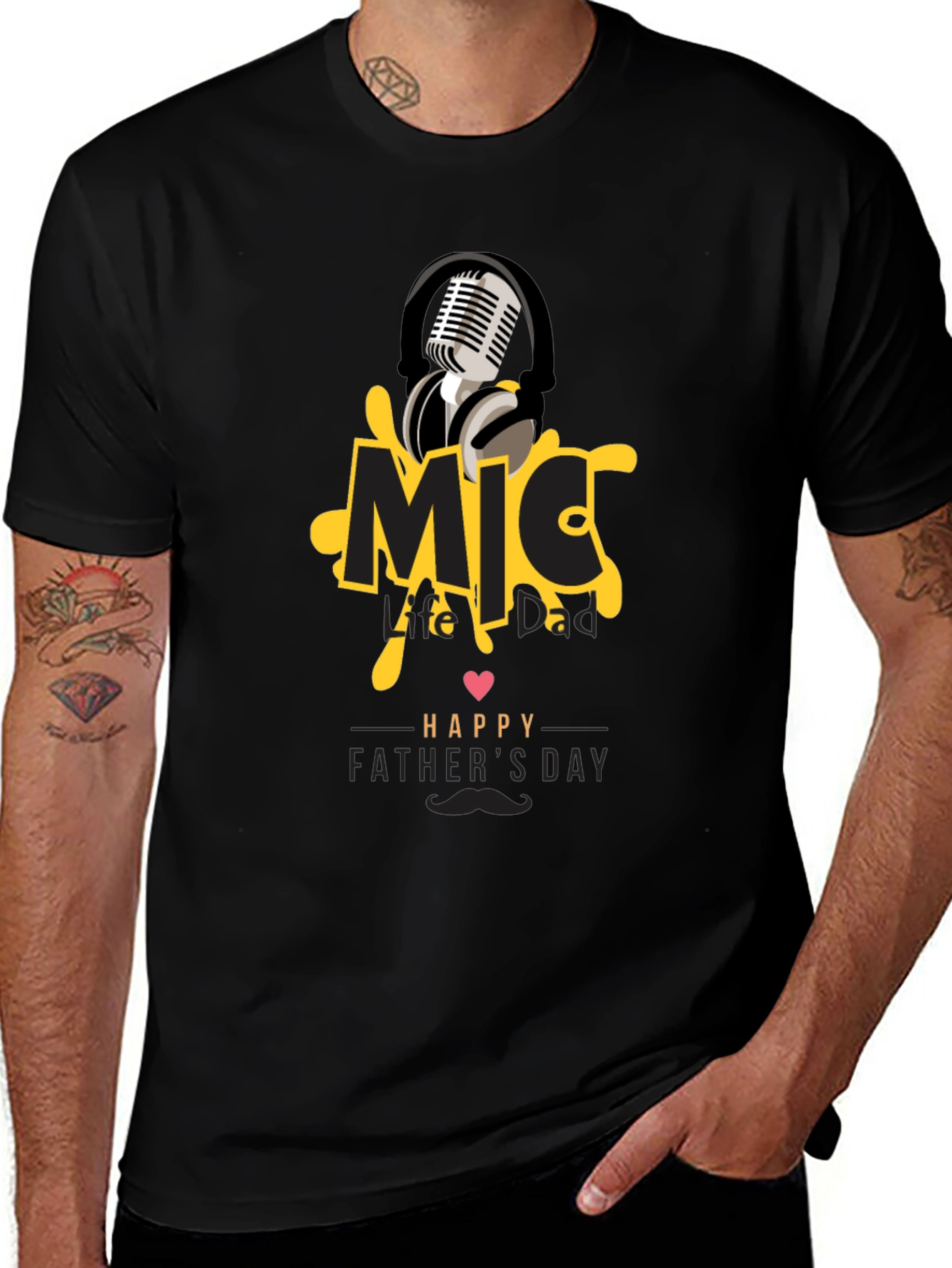 Variant 12 of Mic Dad Father's Day Black Graphic Tee