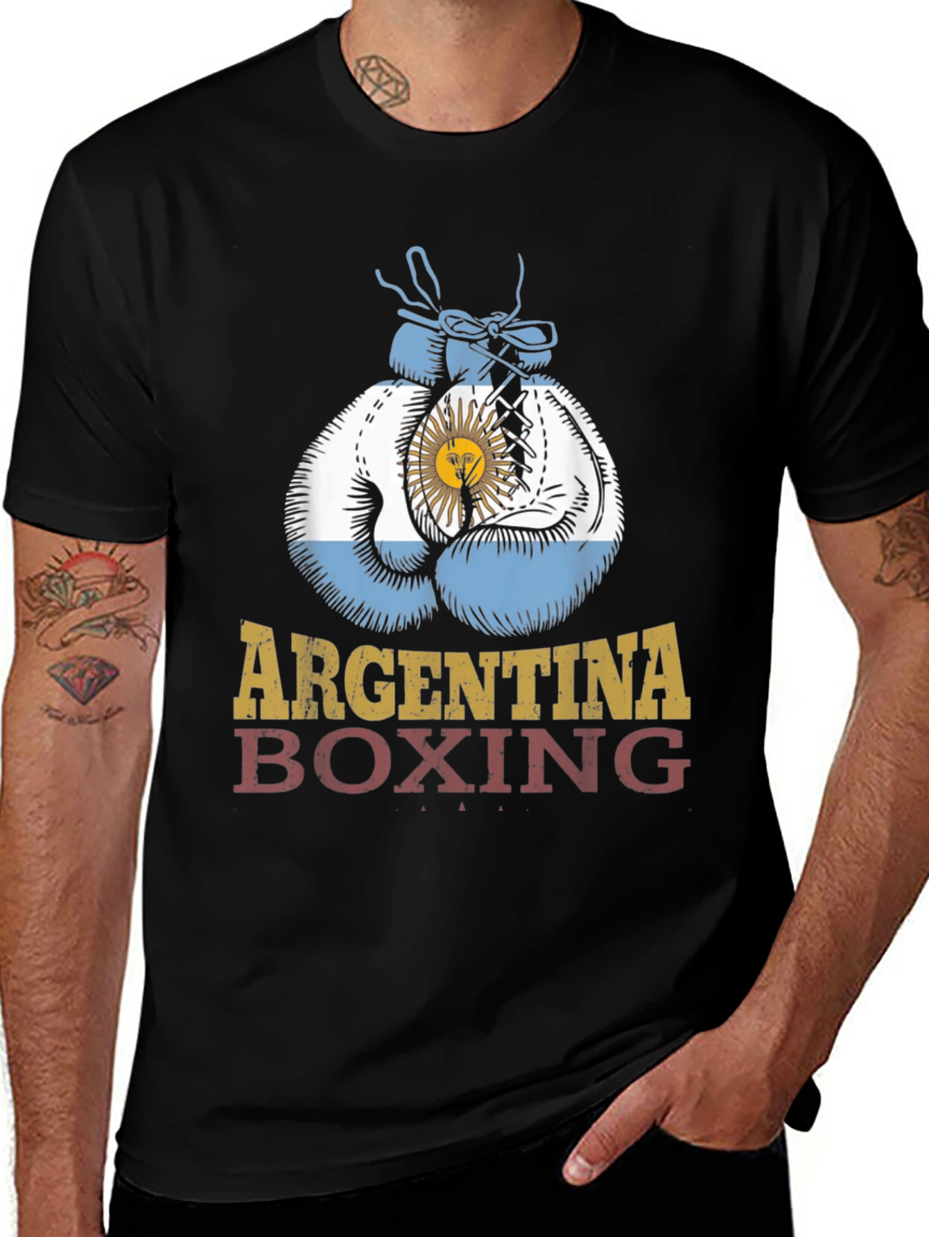 Variant 8 of Argentina Boxing Gloves T-Shirt - National Pride