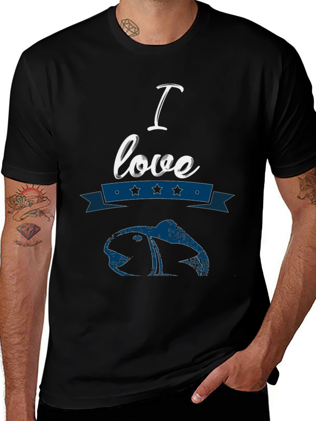 Variant 25 of I Love Fish Graphic T-Shirt - Black
