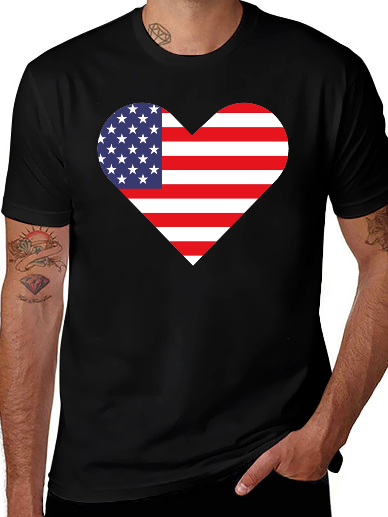 Variant 4 of Patriotic American Flag Heart Graphic Tee