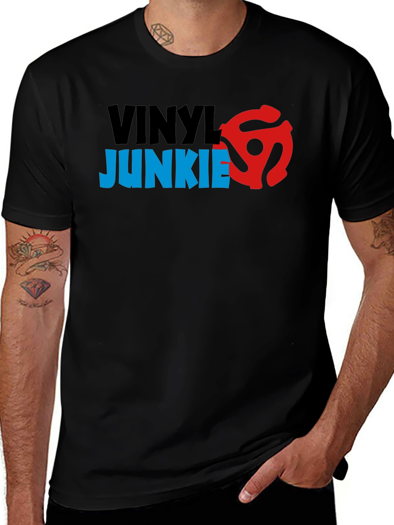 Variant 22 of Vinyl Junkie Graphic T-Shirt - Retro Music Lover Tee