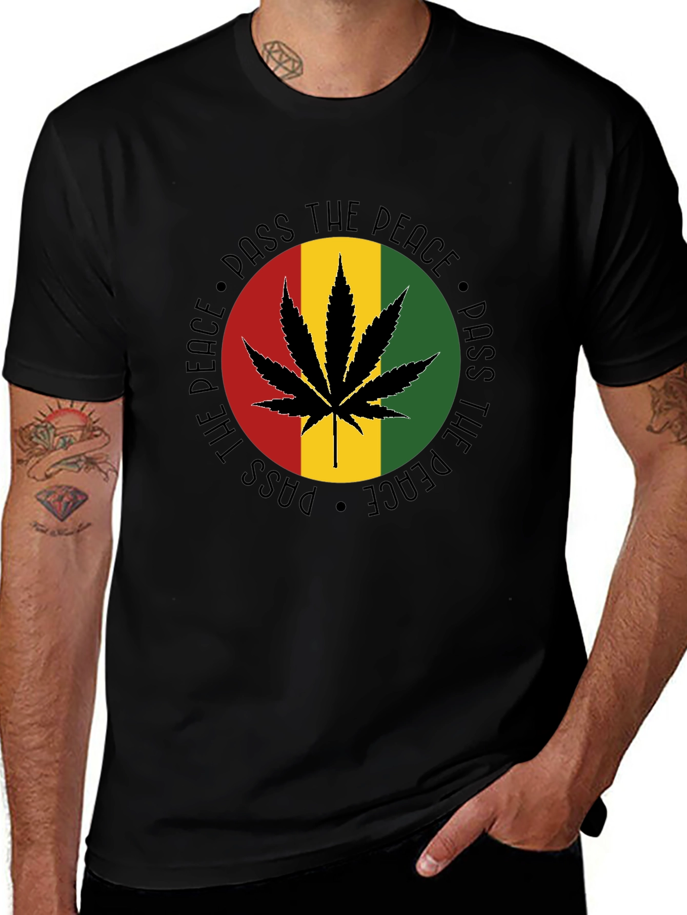 Variant 26 of Pass The Peace Rasta Marijuana Graphic T-Shirt