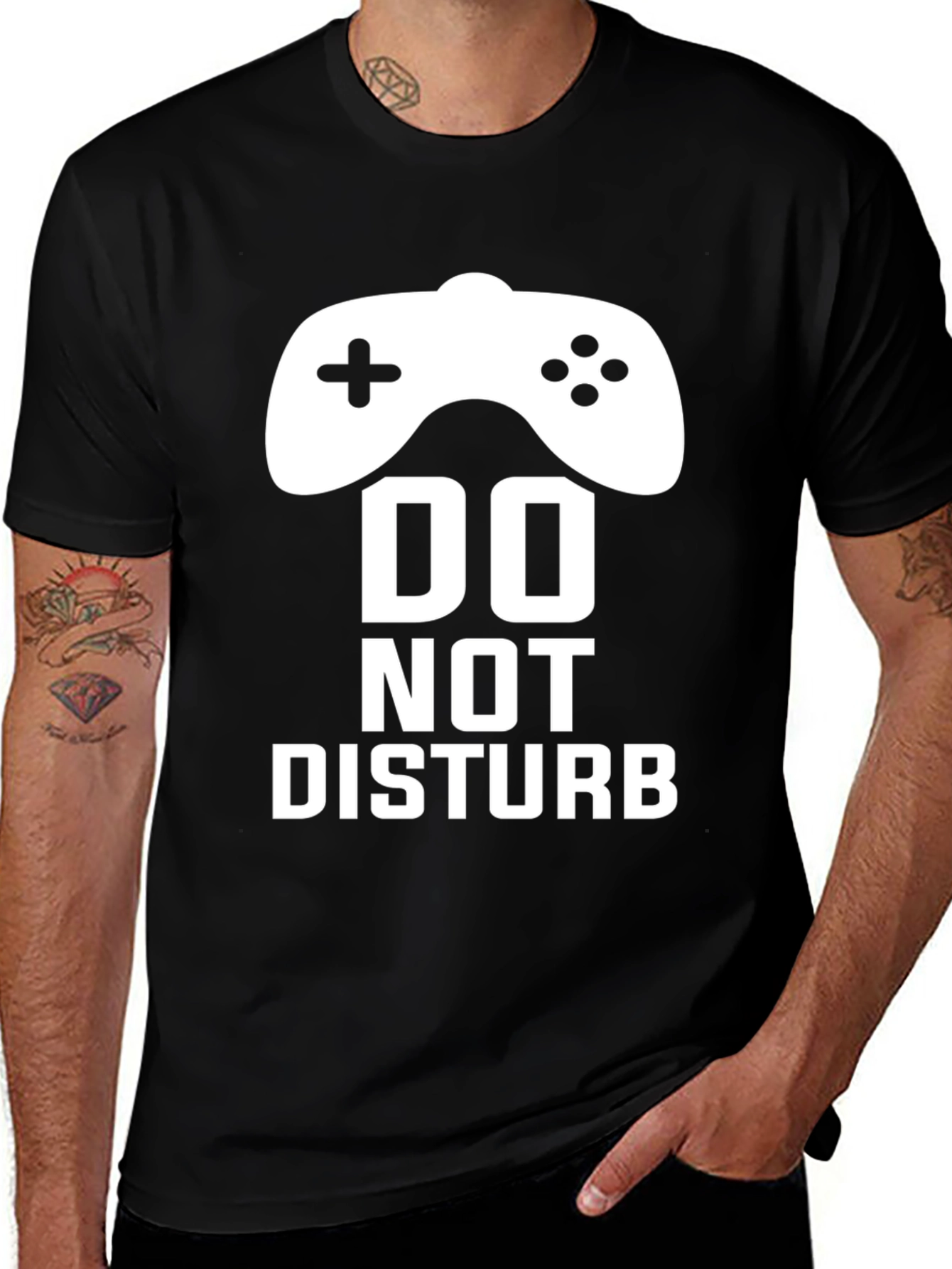 Variant 29 of Do Not Disturb Gamer T-Shirt - Black Cotton Tee