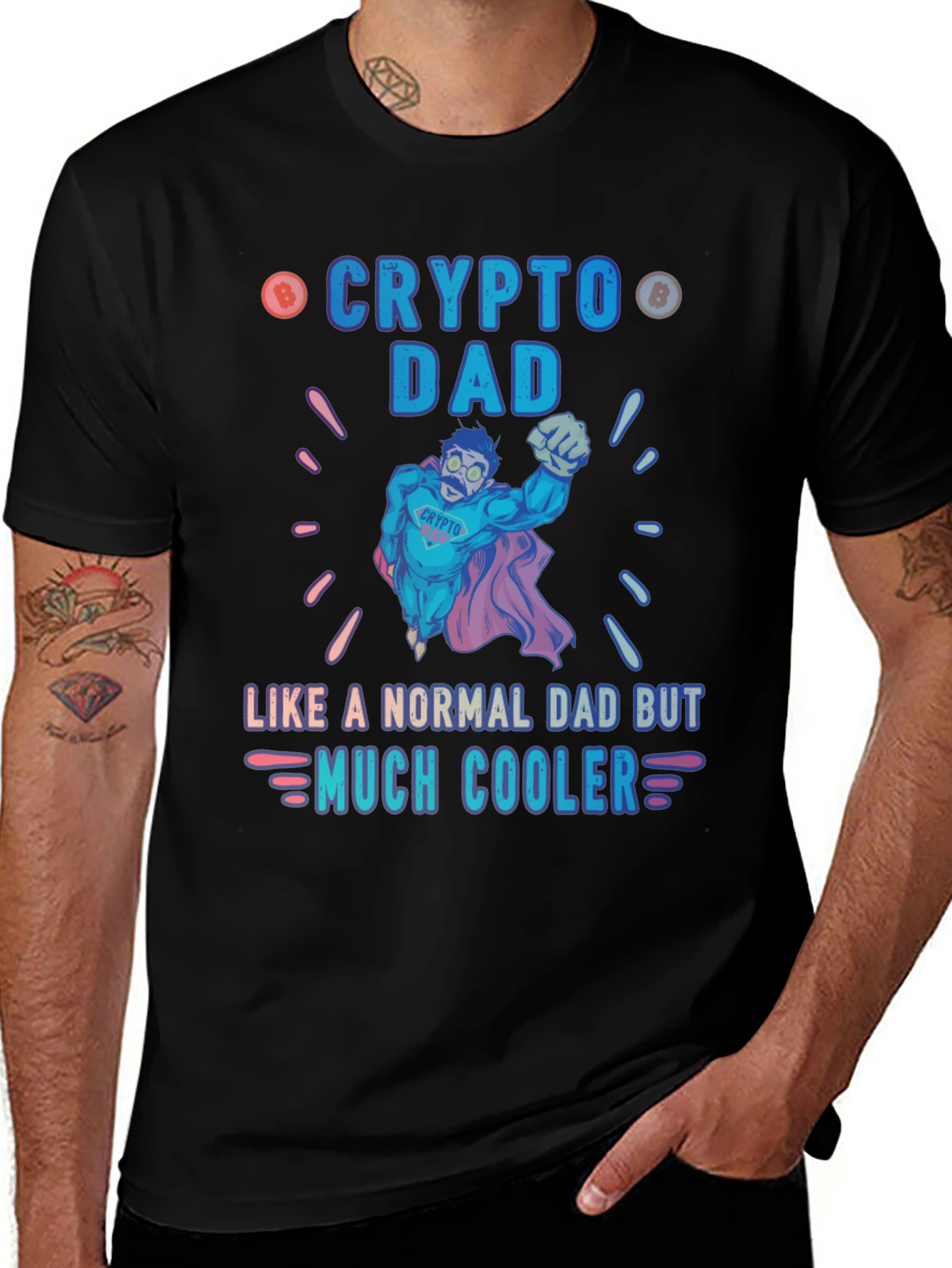 Black Crypto Dad T-Shirt - Like a Normal Dad But Much Cooler main image