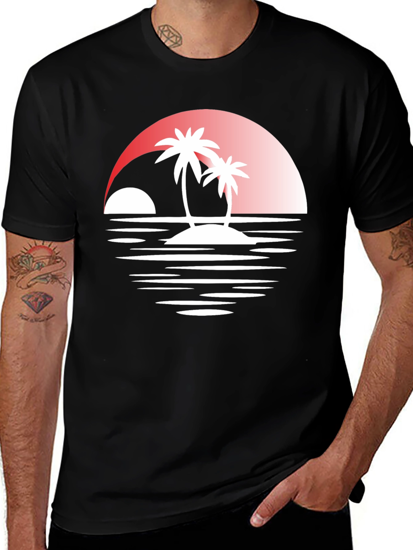 Variant 6 of Tropical Island Sunset Graphic Tee