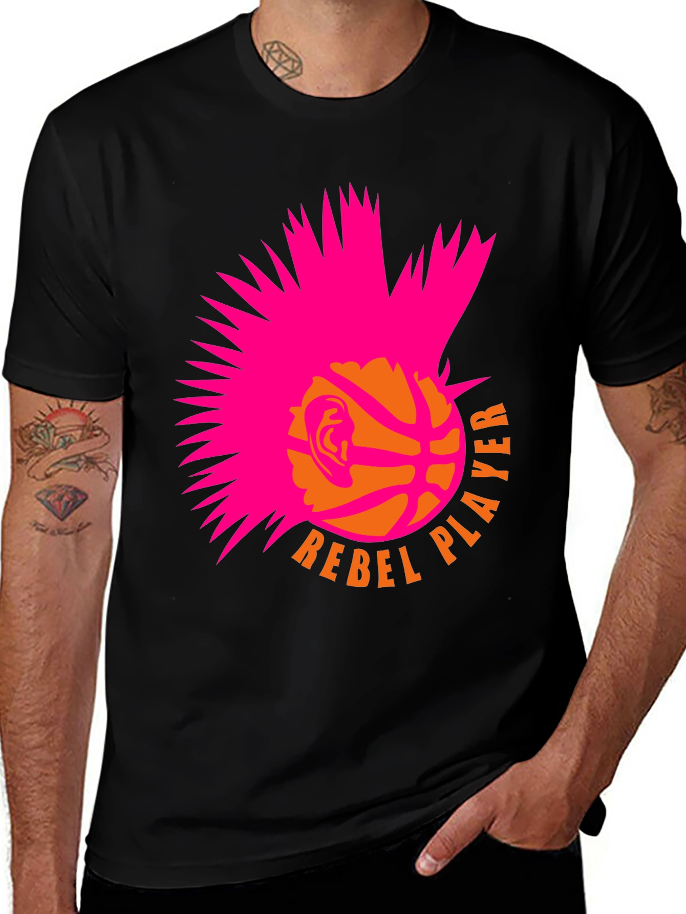 Variant 9 of Rebel Player Graphic Tee - Basketball Punk Style