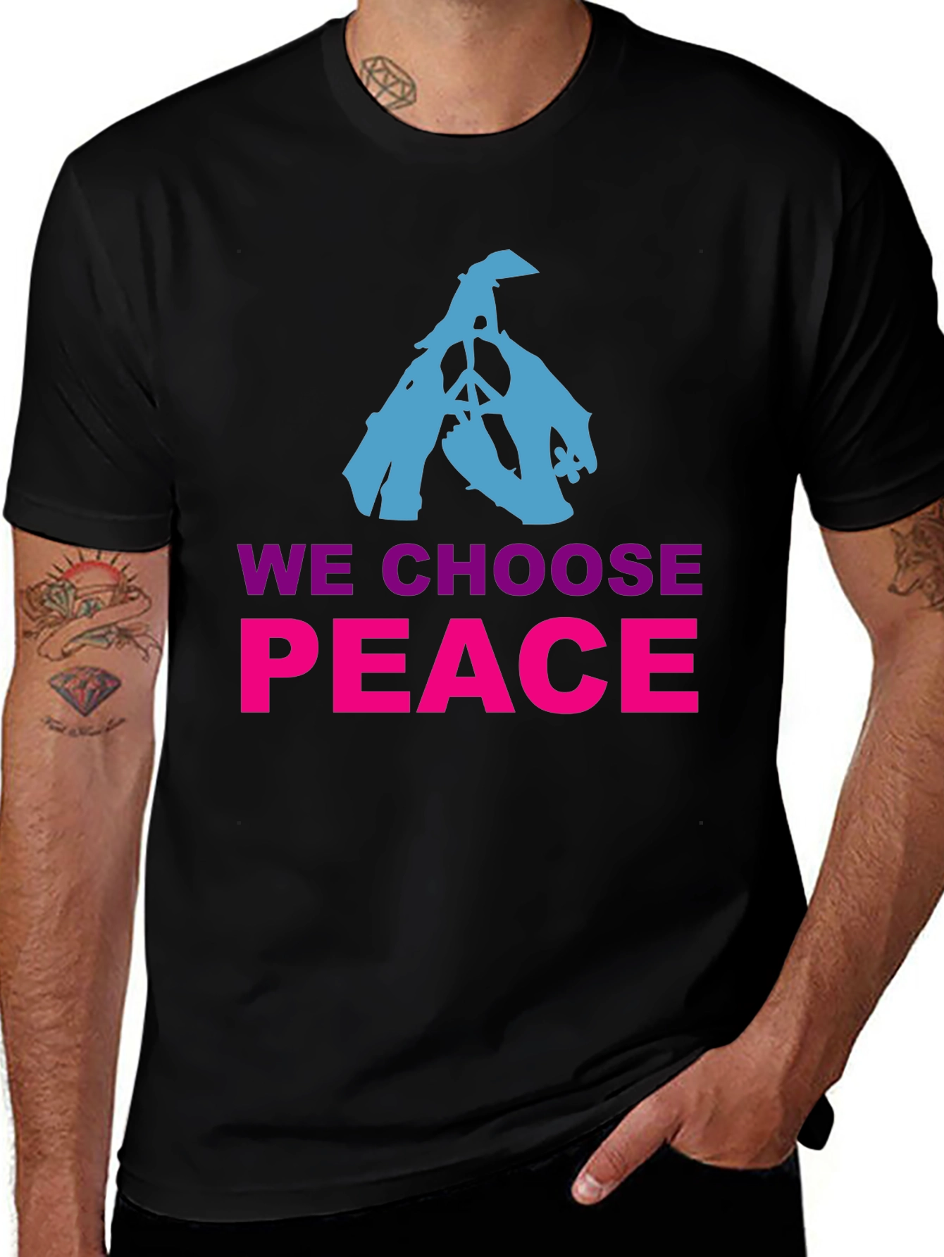 Variant 15 of We Choose Peace Graphic Tee - Black