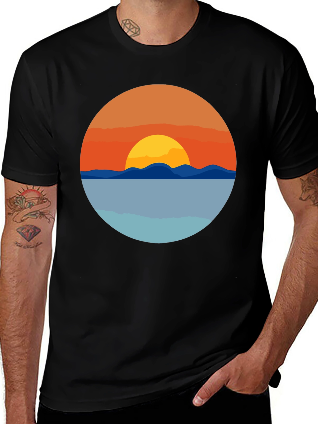 Variant 2 of Sunset Graphic T-Shirt - Coastal Design