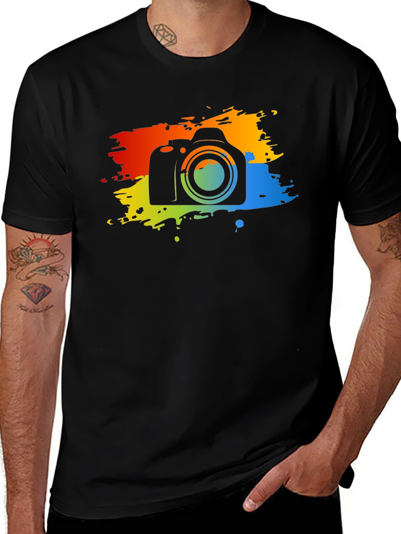 Colorful Camera Graphic T-Shirt