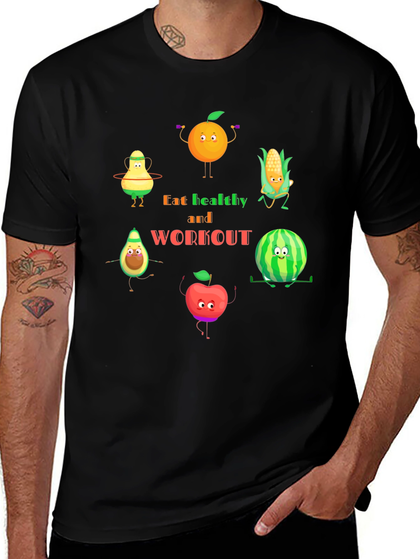 Eat Healthy & Workout Graphic T-Shirt