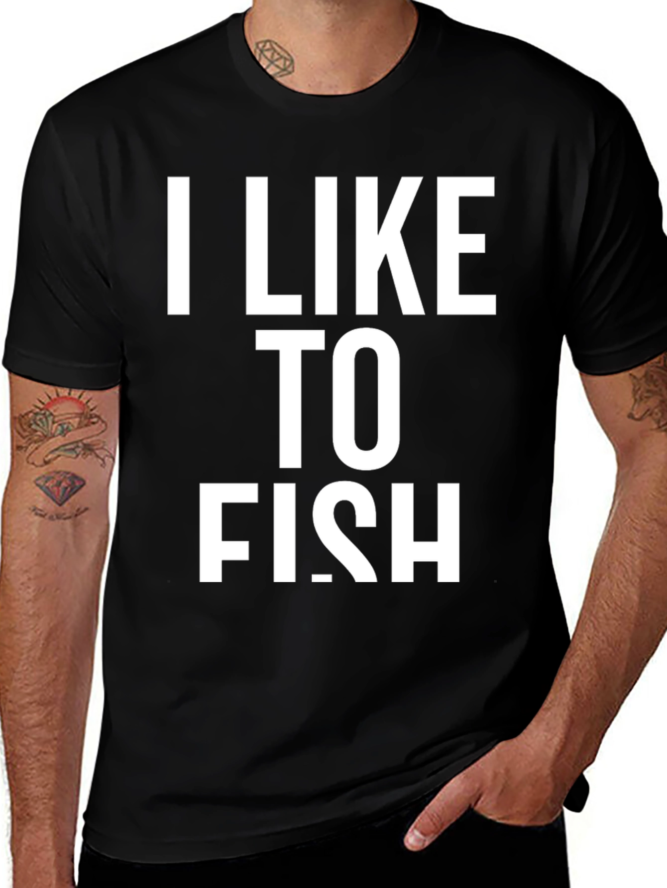 Variant 5 of I Like To Fish T-Shirt - Black Cotton Tee