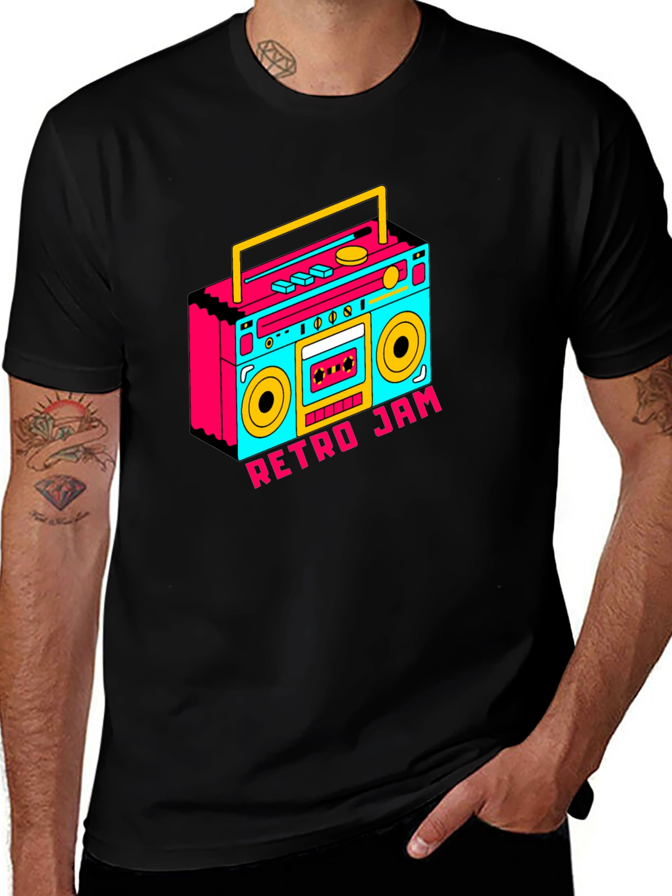 Variant 6 of Retro Jam Boombox Graphic Tee - Black
