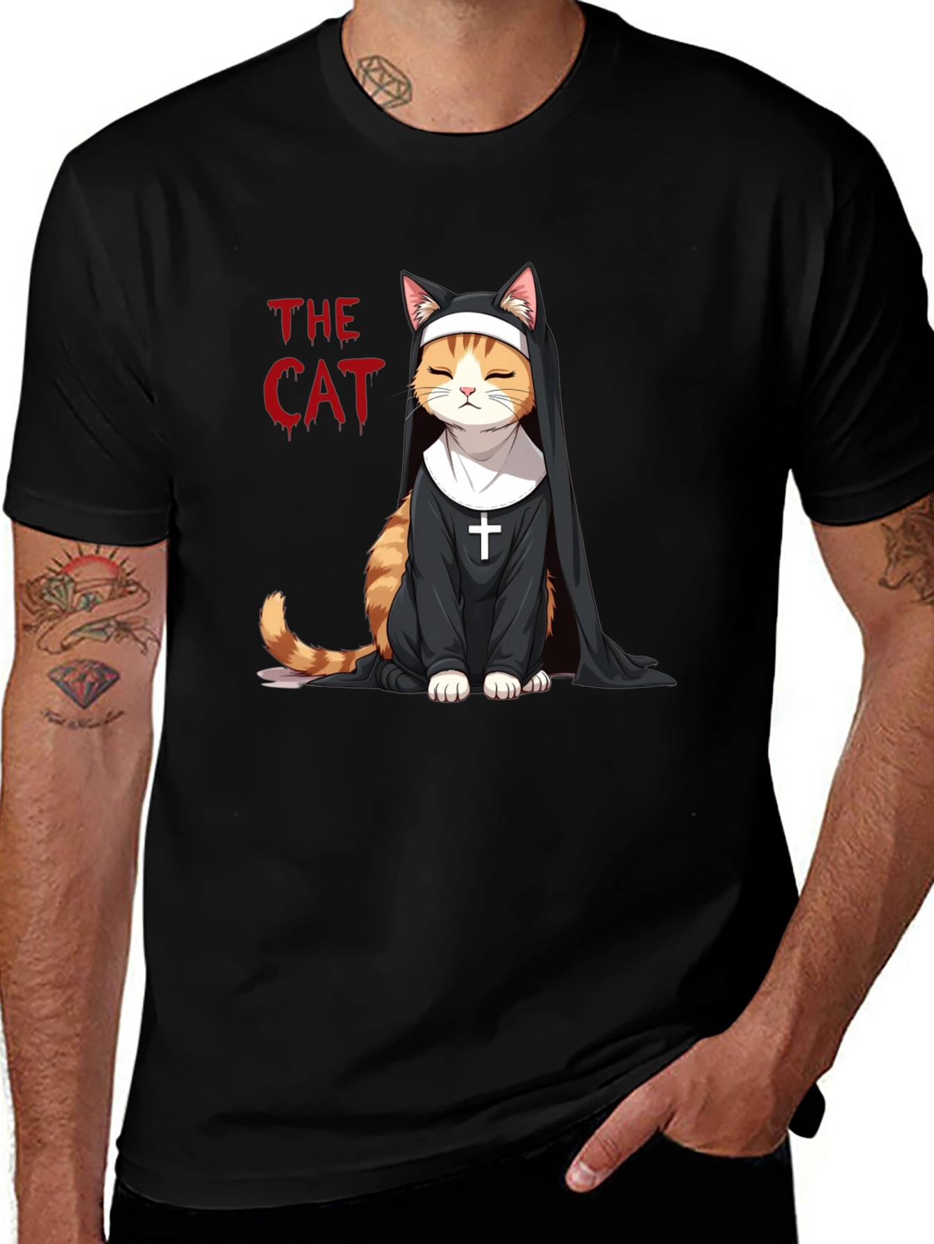 Variant 25 of The Cat Nun T-Shirt - Novelty Graphic Tee
