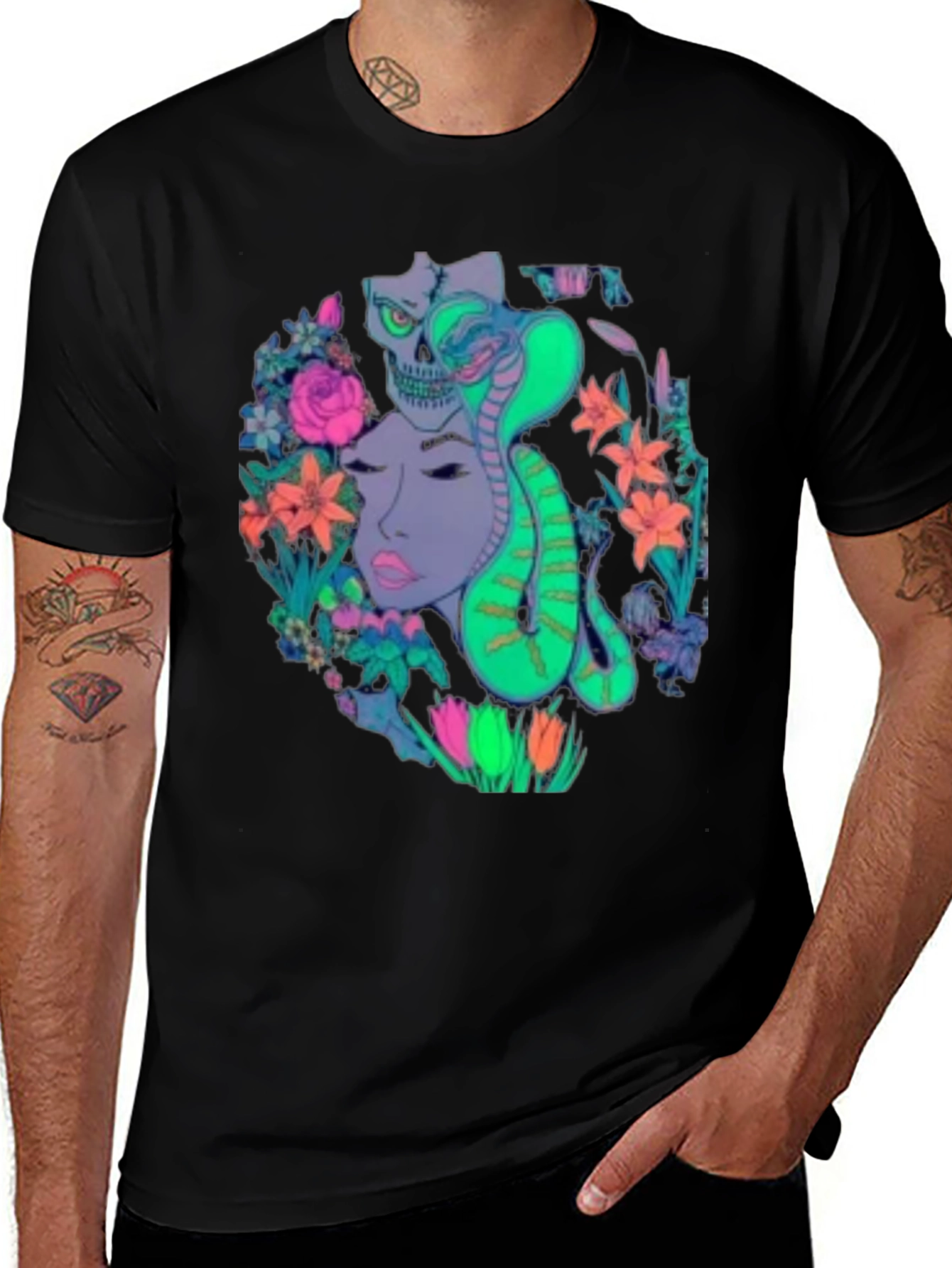 Variant 15 of Medusa Cobra Floral Graphic T-Shirt