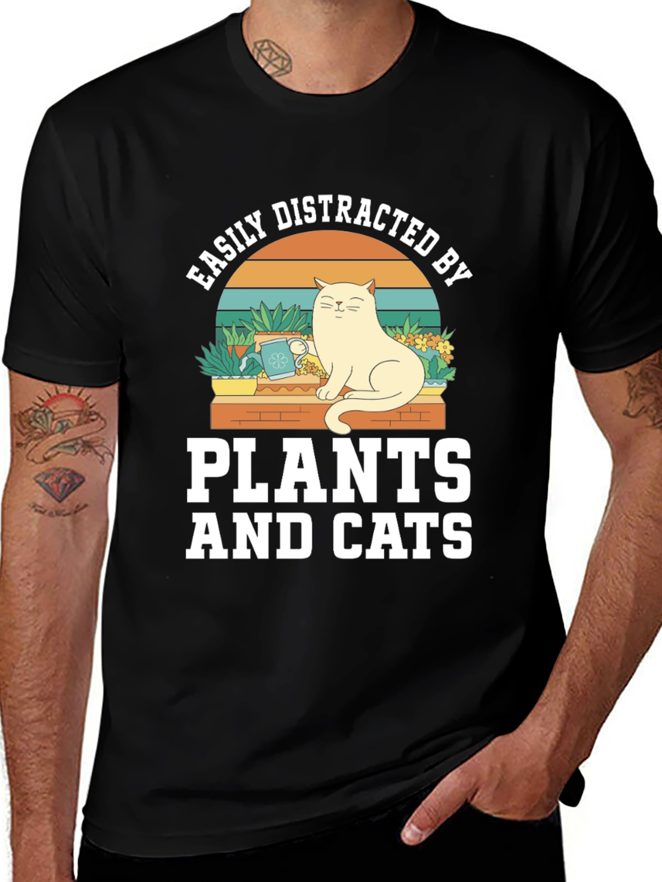 Variant 30 of Easily Distracted by Plants and Cats T-Shirt