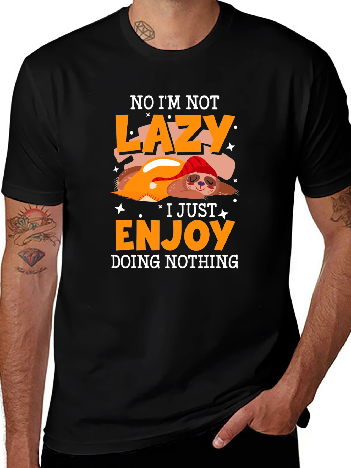 Variant 2 of Lazy Sloth Graphic Tee - Enjoy Doing Nothing
