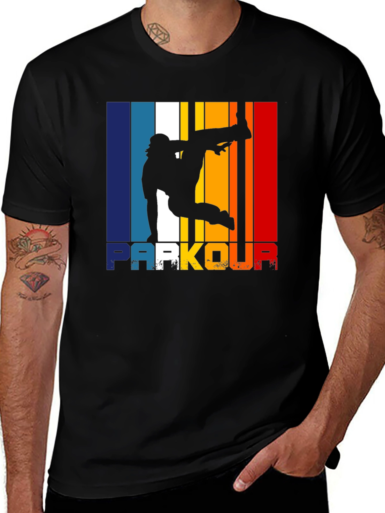 Variant 24 of Parkour Silhouette Retro Style Graphic T-Shirt
