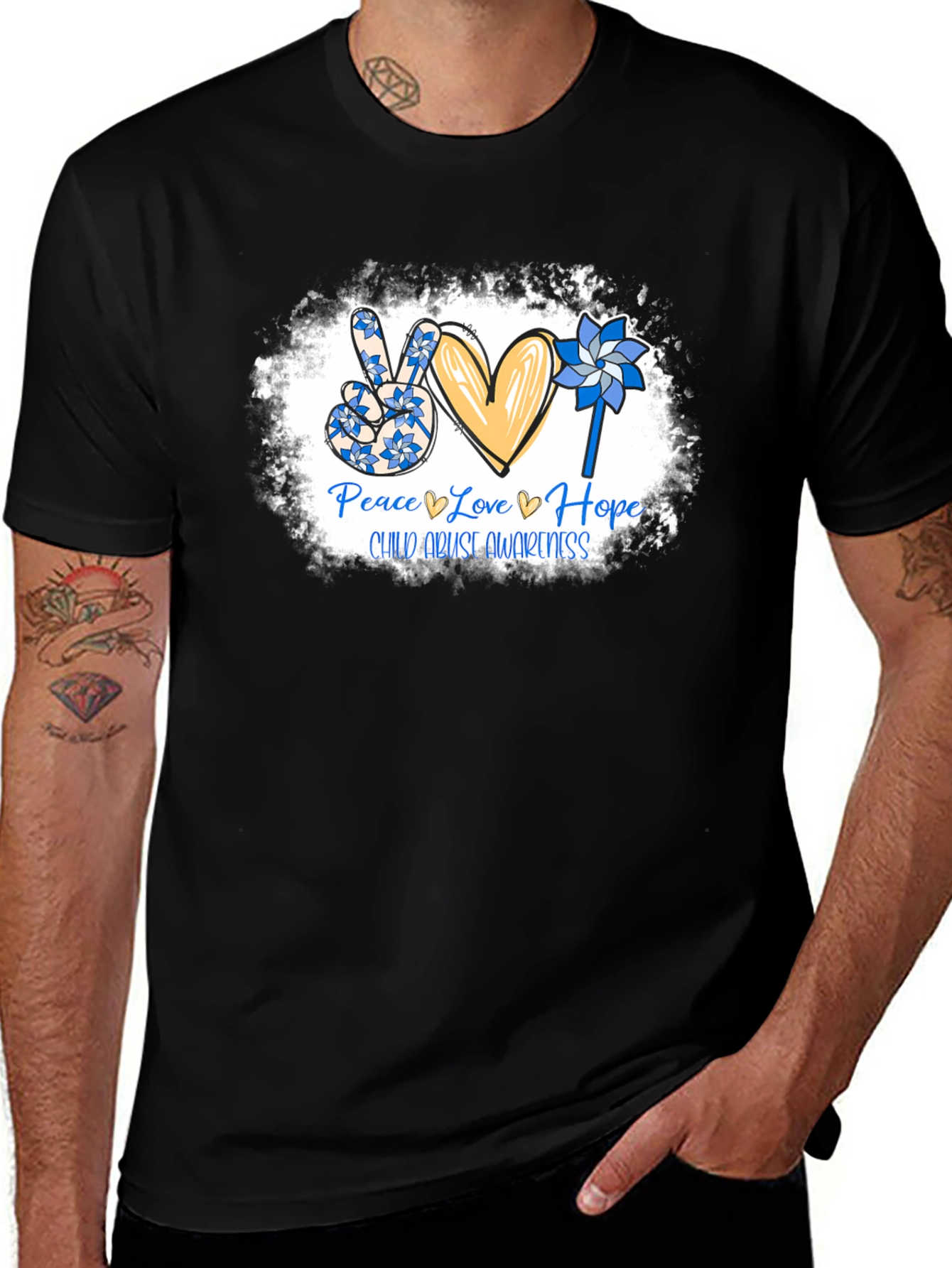 Child Abuse Awareness T-Shirt: Peace, Love, Hope