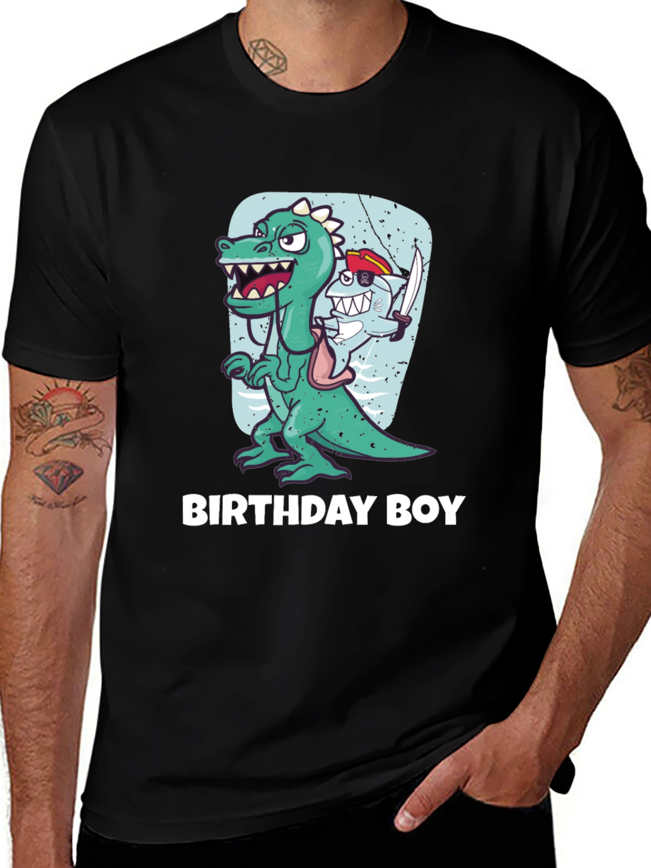 Black Birthday Boy Dinosaur T-Shirt main image