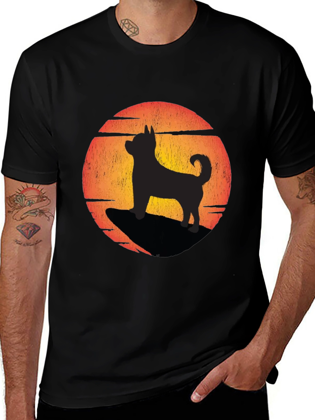 Variant 2 of Dog Silhouette Sunset Graphic T-Shirt