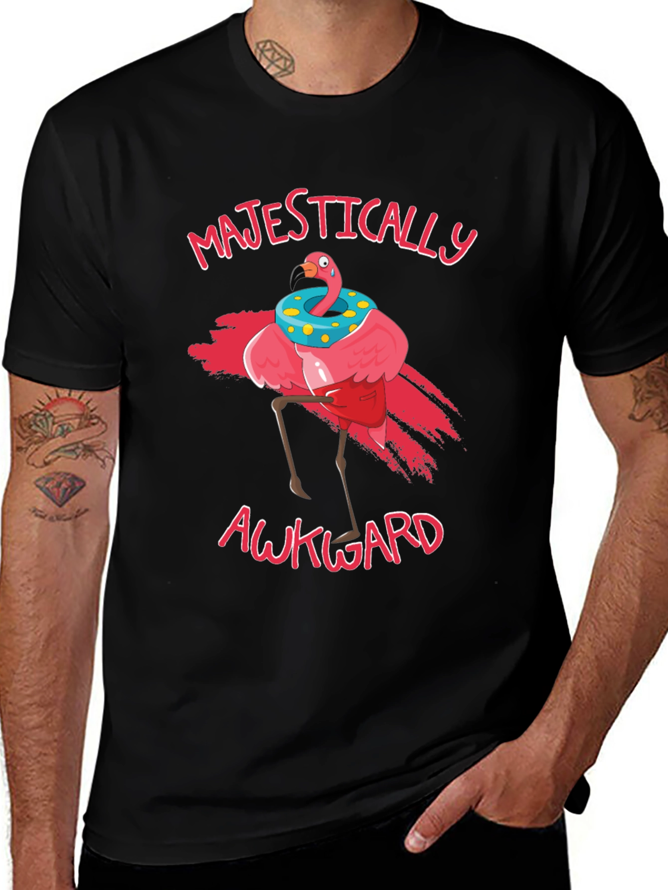 Variant 6 of Majestically Awkward Flamingo Graphic Tee