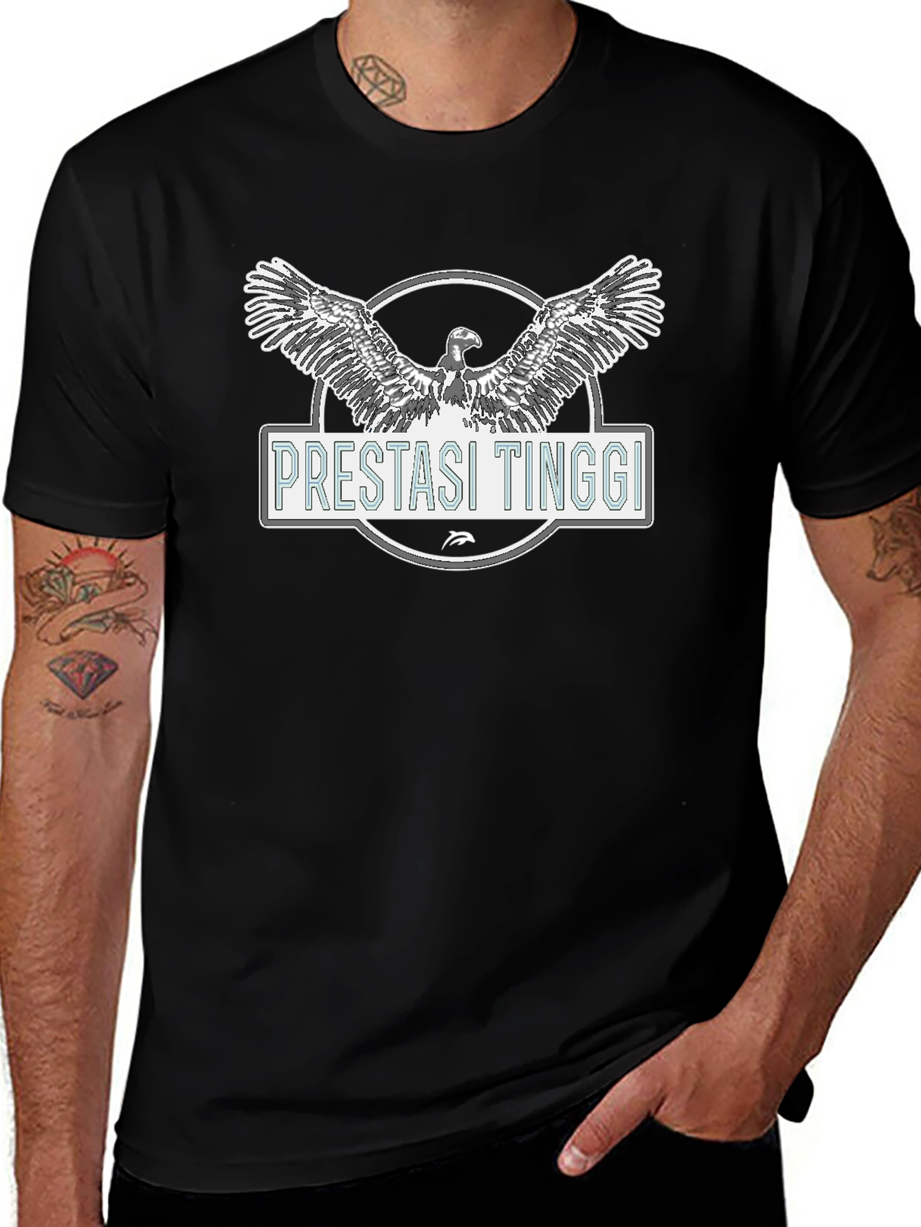 Black Pretasi Tinggi Eagle Graphic Black T-Shirt main image