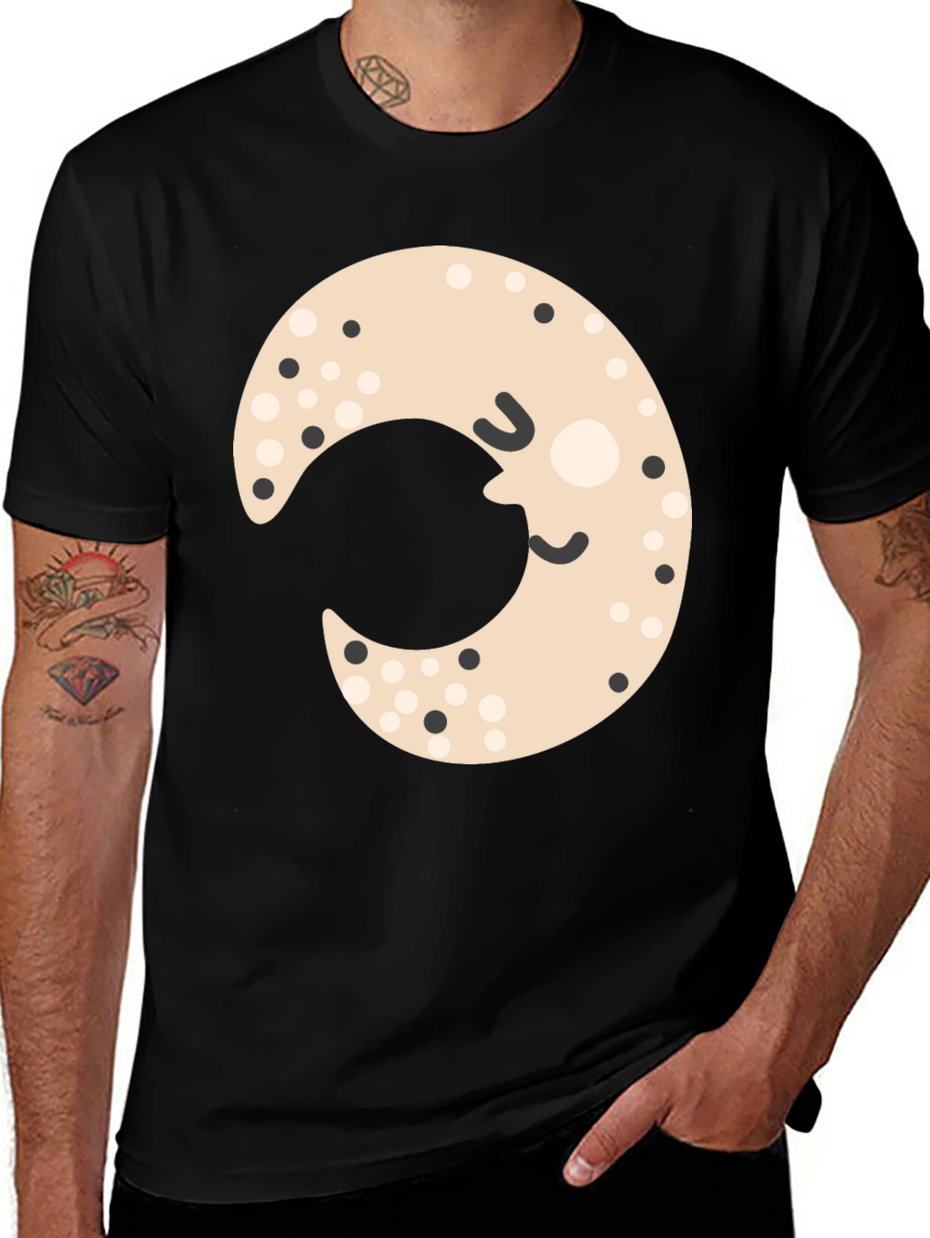 Variant 11 of Cute Moon Graphic Tee - Black Unisex Shirt