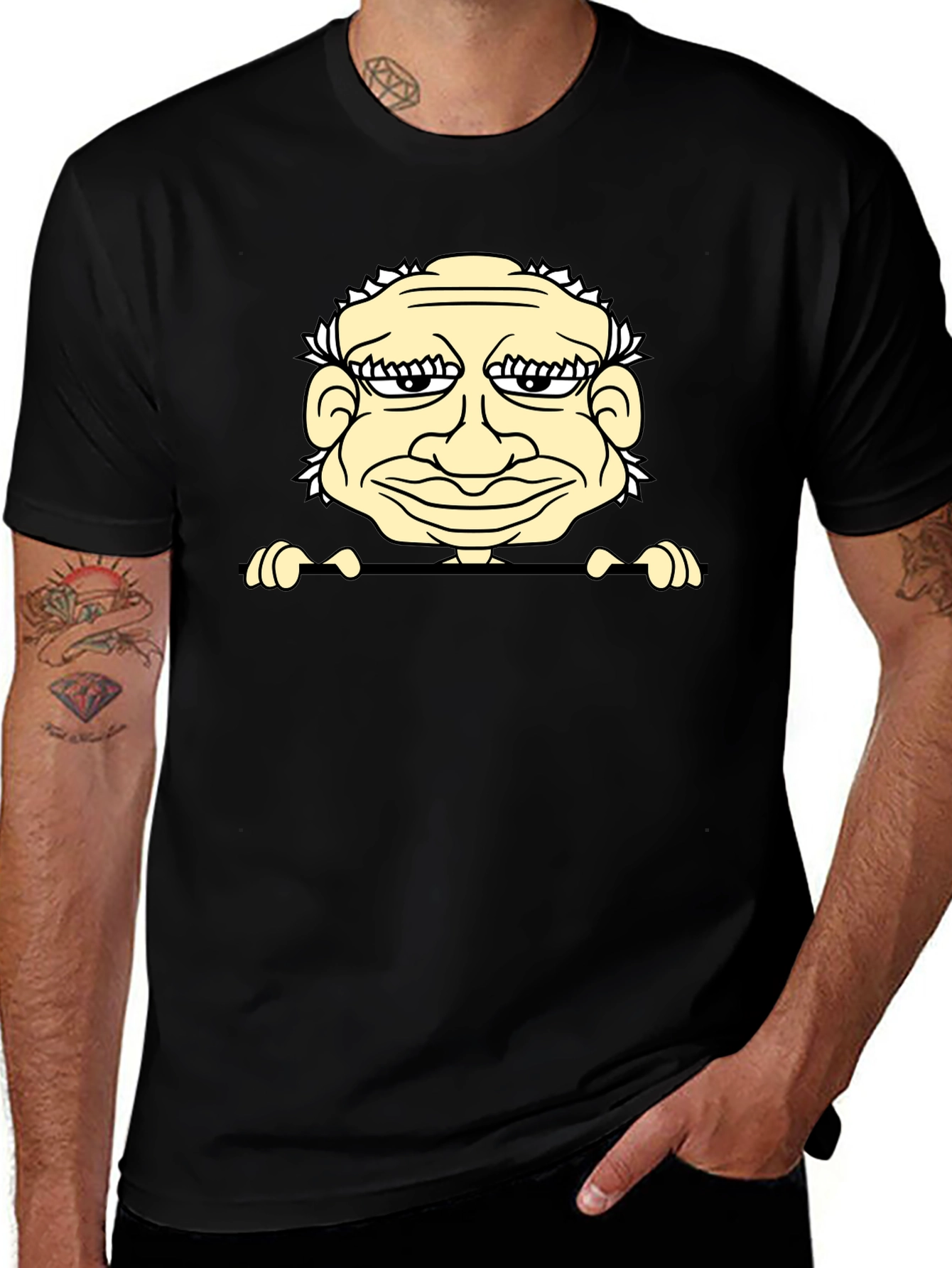 Variant 24 of Funny Grandpa Cartoon Graphic Tee - Black
