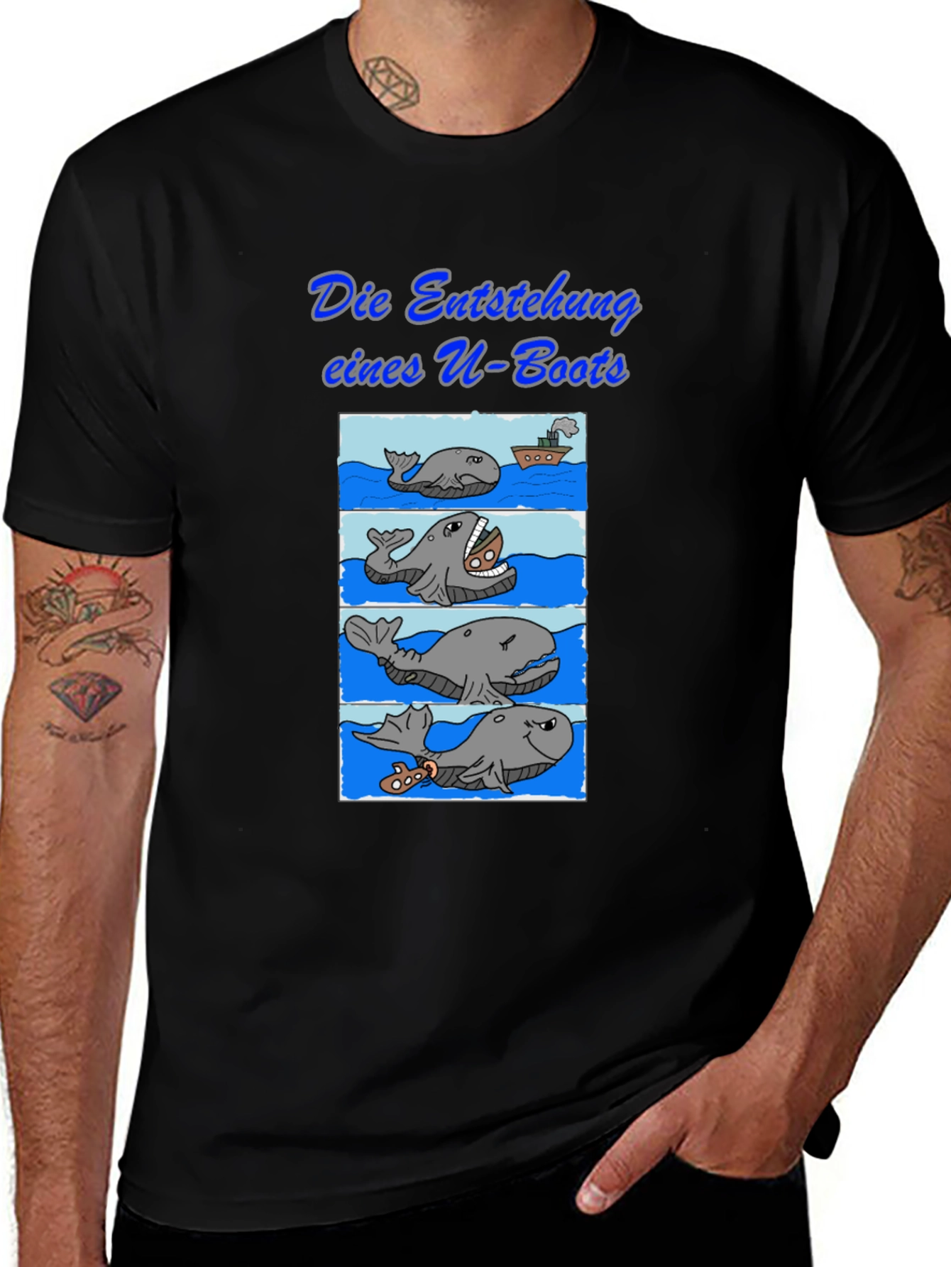 Variant 8 of Whale to U-Boat T-Shirt - Funny Cartoon Design