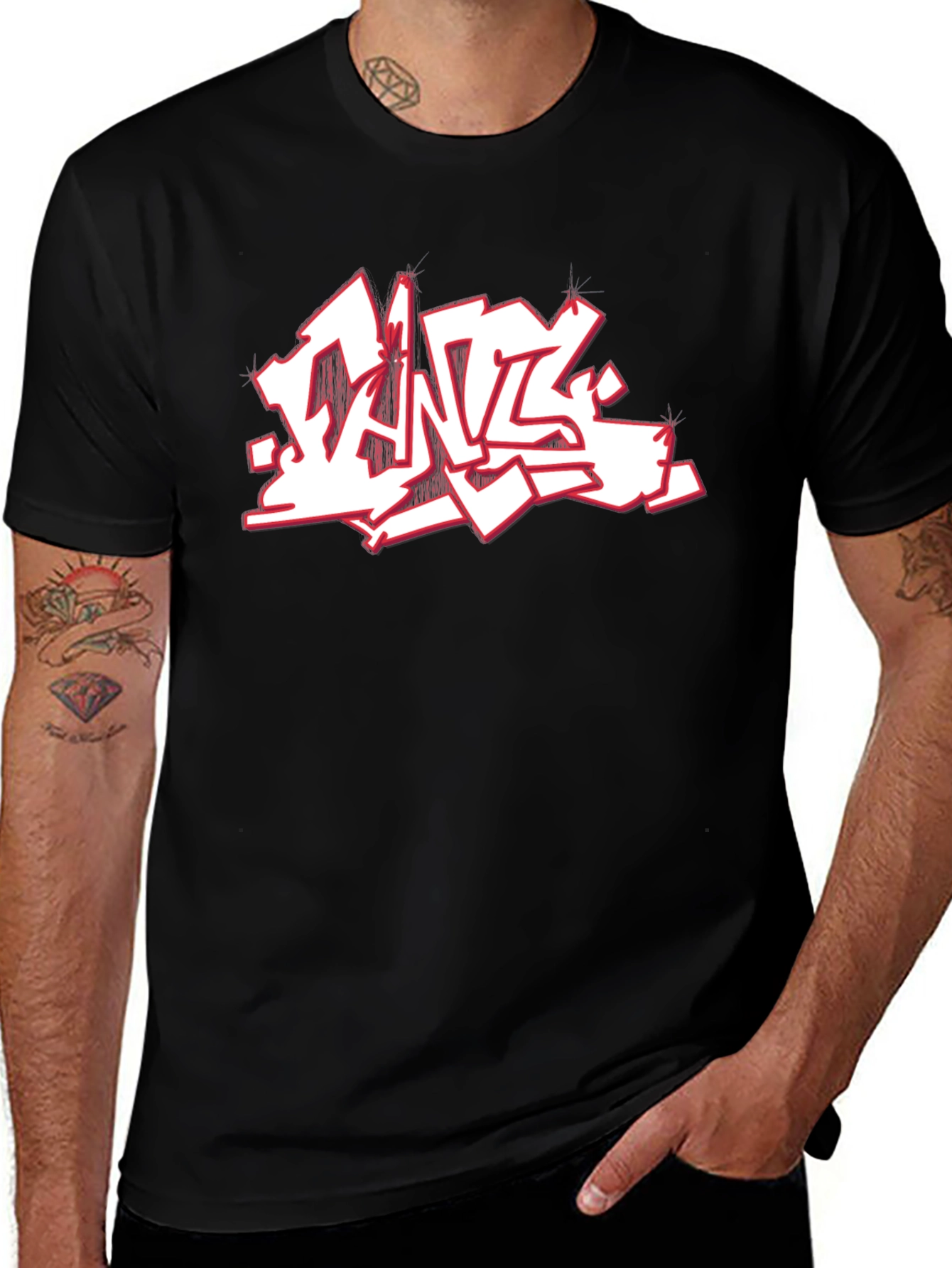 Variant 22 of Graffiti Style Graphic Black T-Shirt