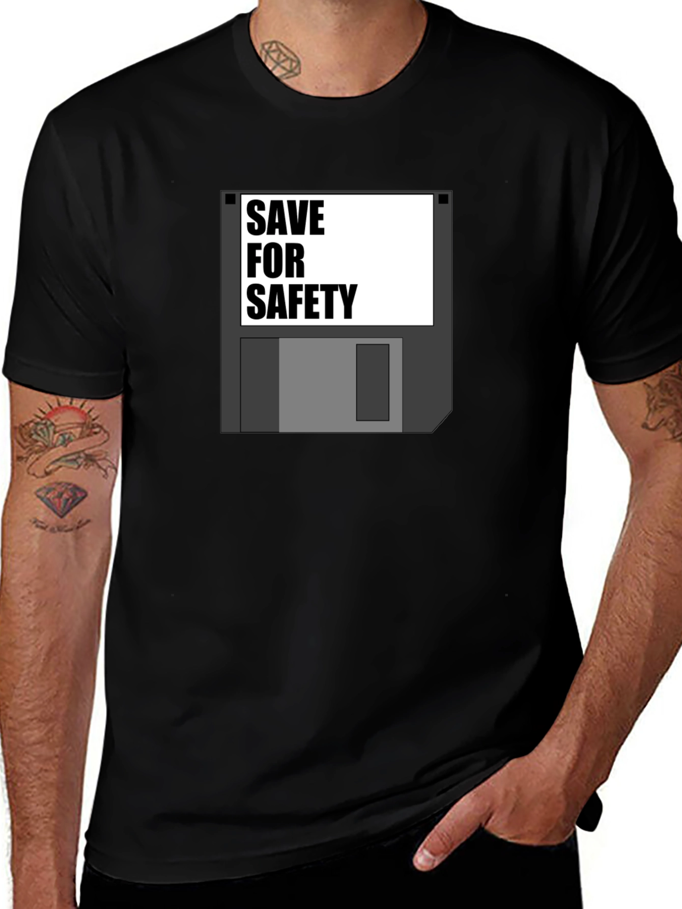 Variant 12 of Save For Safety T-Shirt - Retro Floppy Disk Design