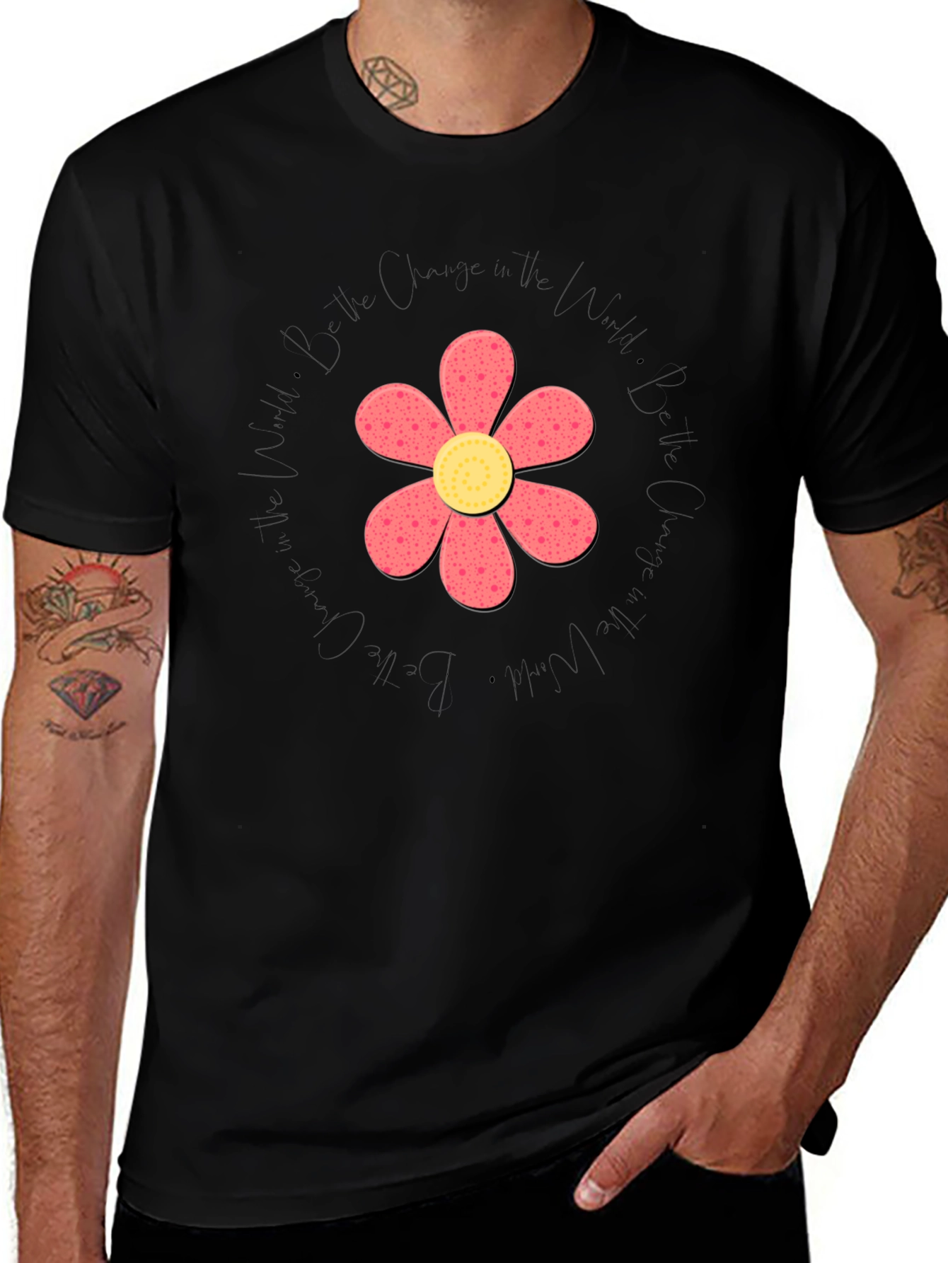 Variant 21 of Floral Graphic Print Black Casual T-Shirt