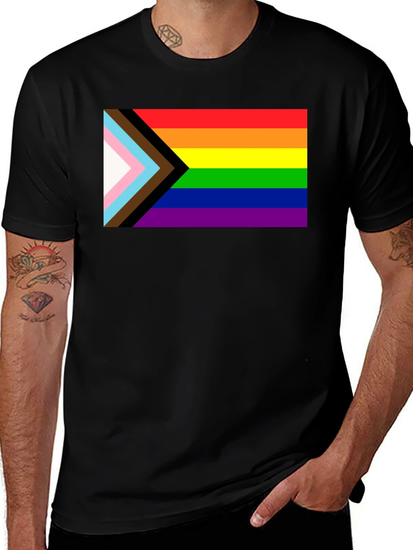 Pride Progress Flag Black Tee