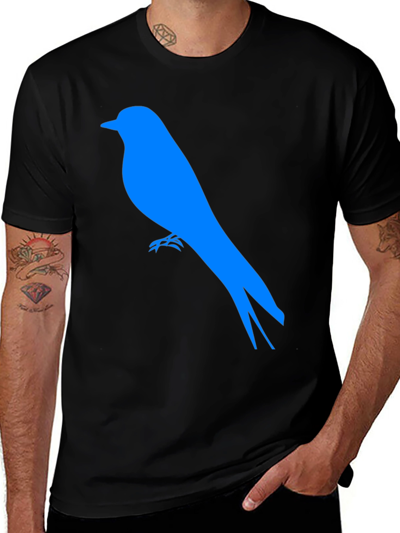 Blue Bird Graphic Tee - Black Casual Shirt
