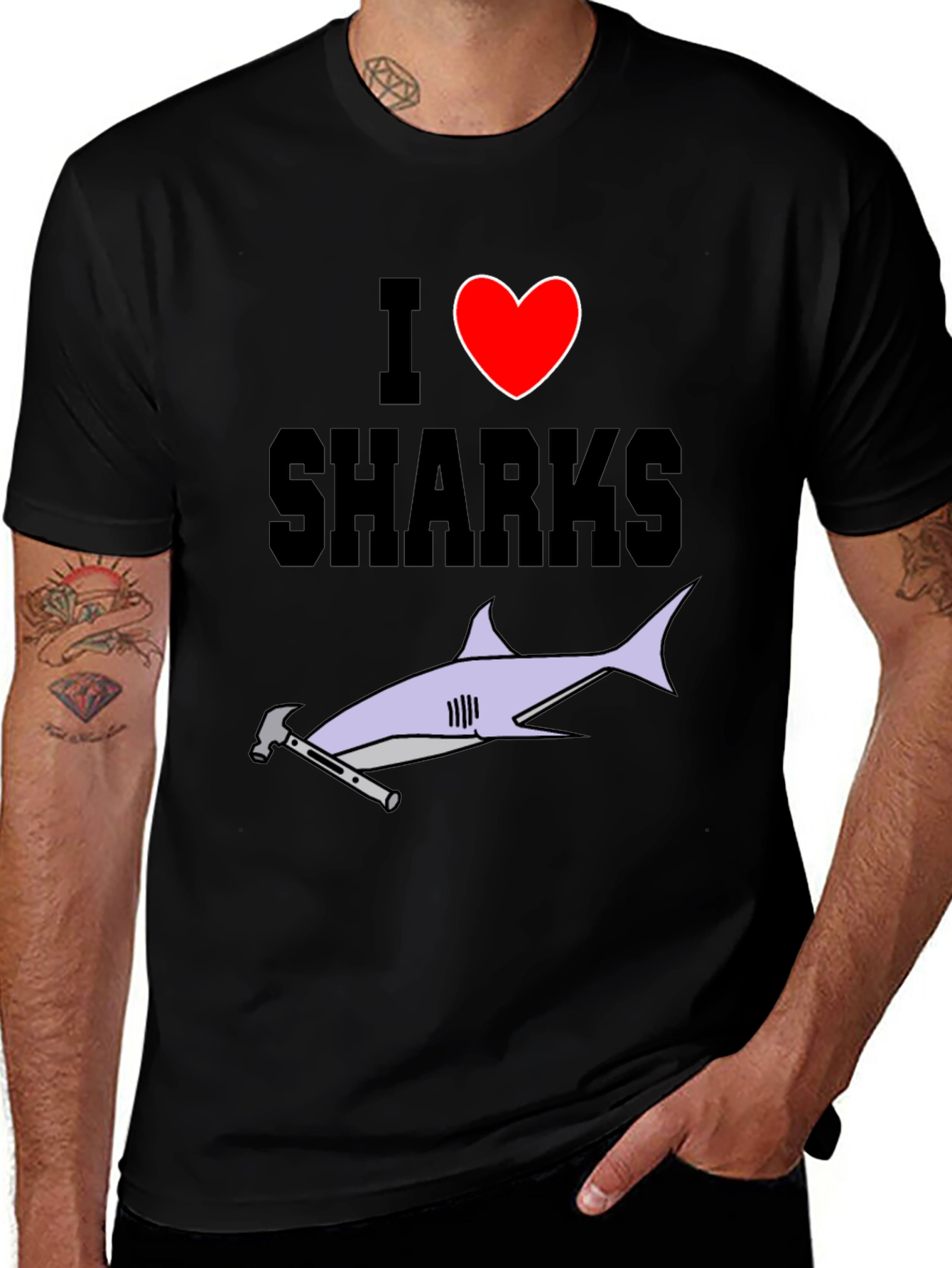 Variant 29 of I Love Sharks Hammerhead Graphic T-Shirt