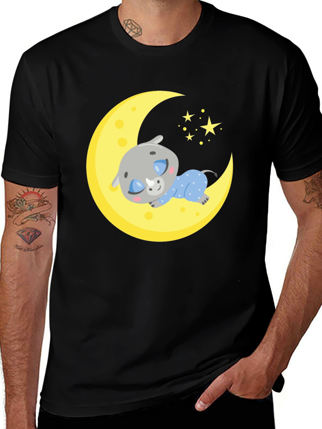 Variant 23 of Cute Sleeping Rhino on Moon T-Shirt