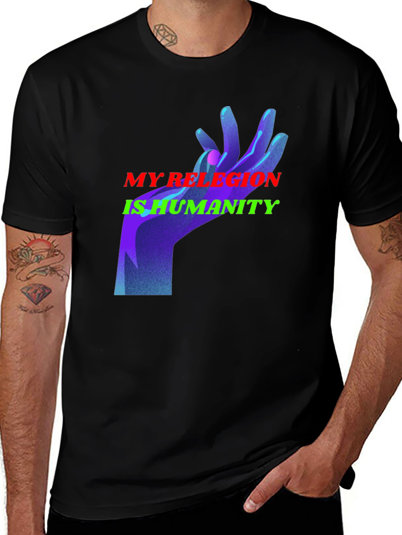 Variant 30 of My Religion is Humanity Graphic T-Shirt