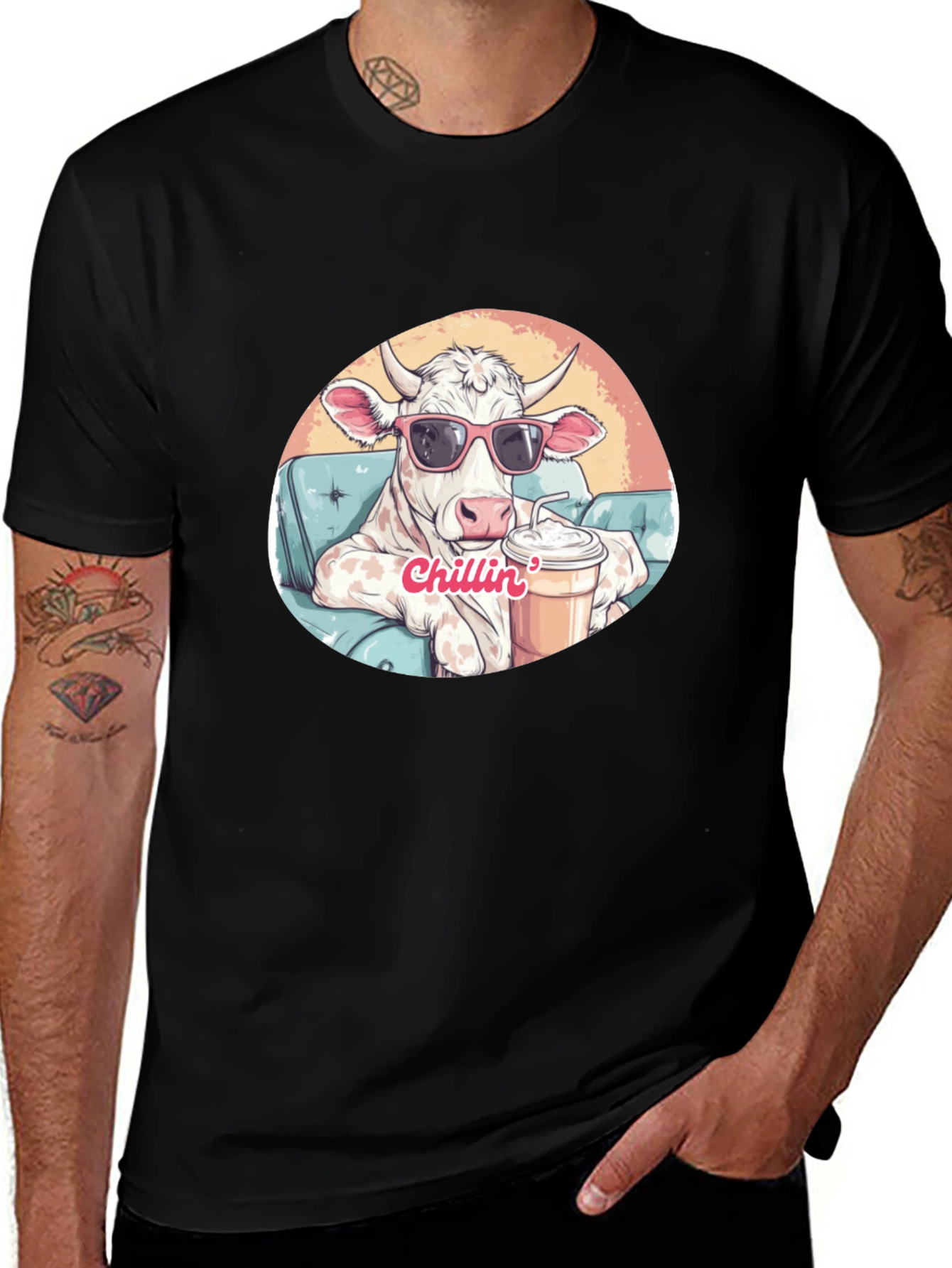 Variant 9 of Cool Cow Chillin' T-Shirt - Relaxed Style