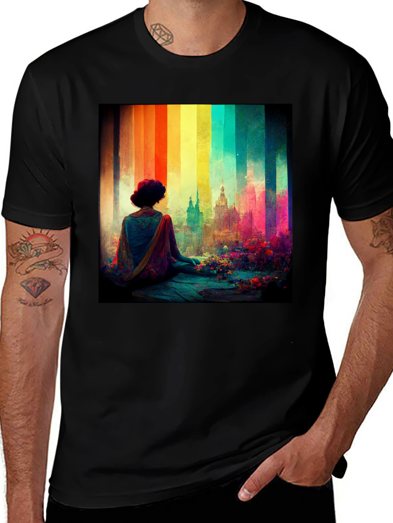 Variant 9 of Rainbow Cityscape Graphic Tee