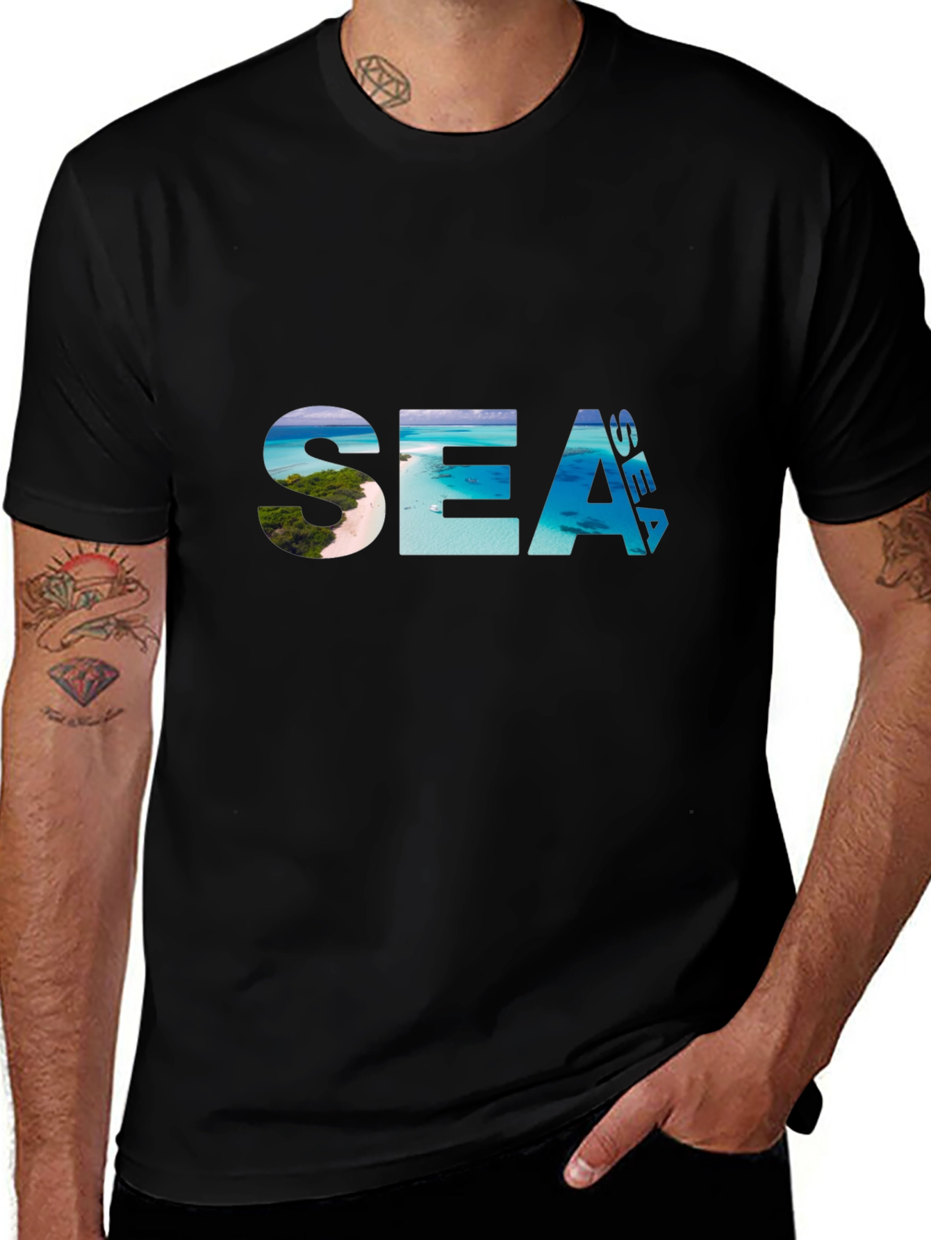 Variant 18 of Sea View Graphic Tee - Black