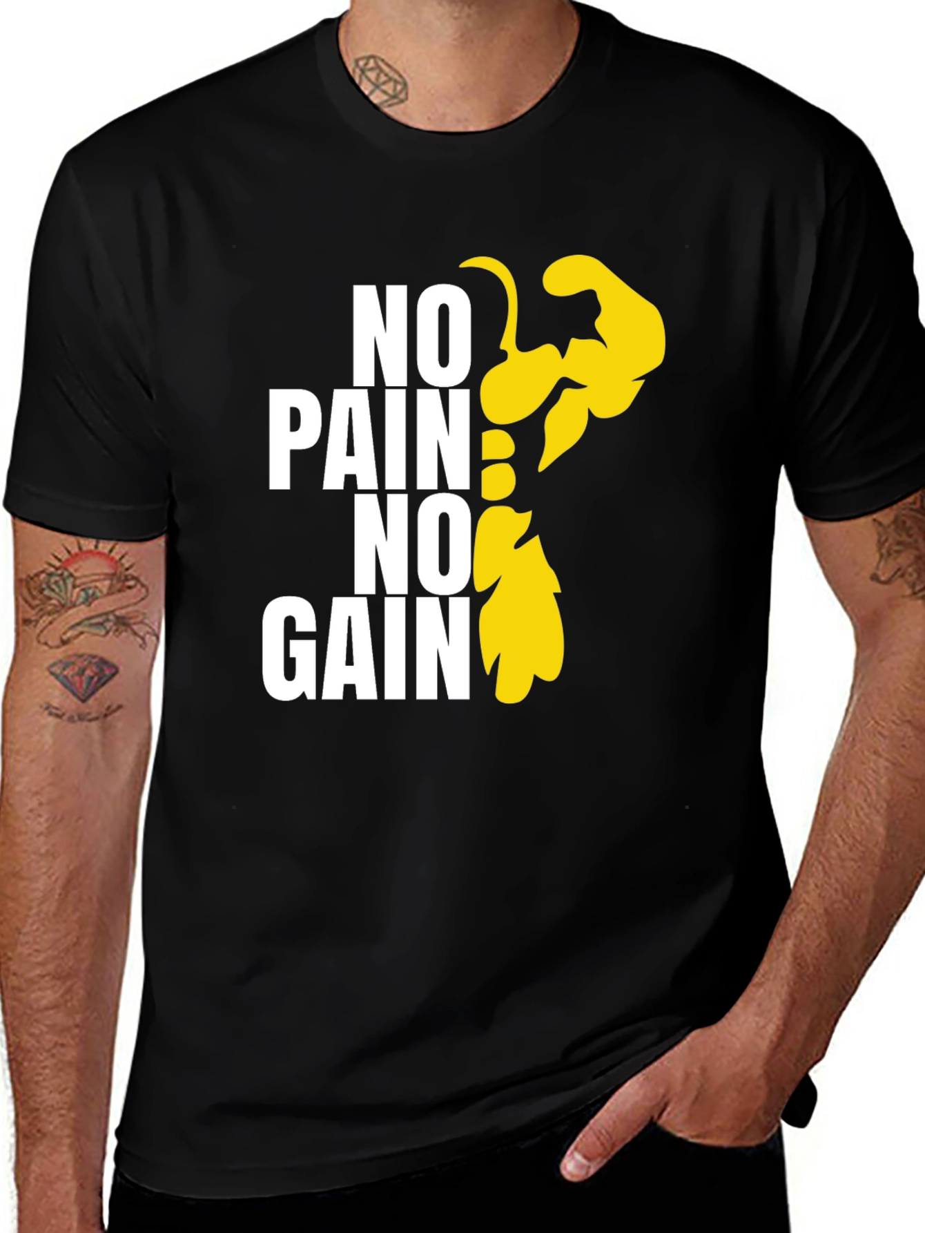 Variant 21 of No Pain No Gain Graphic Tee - Black