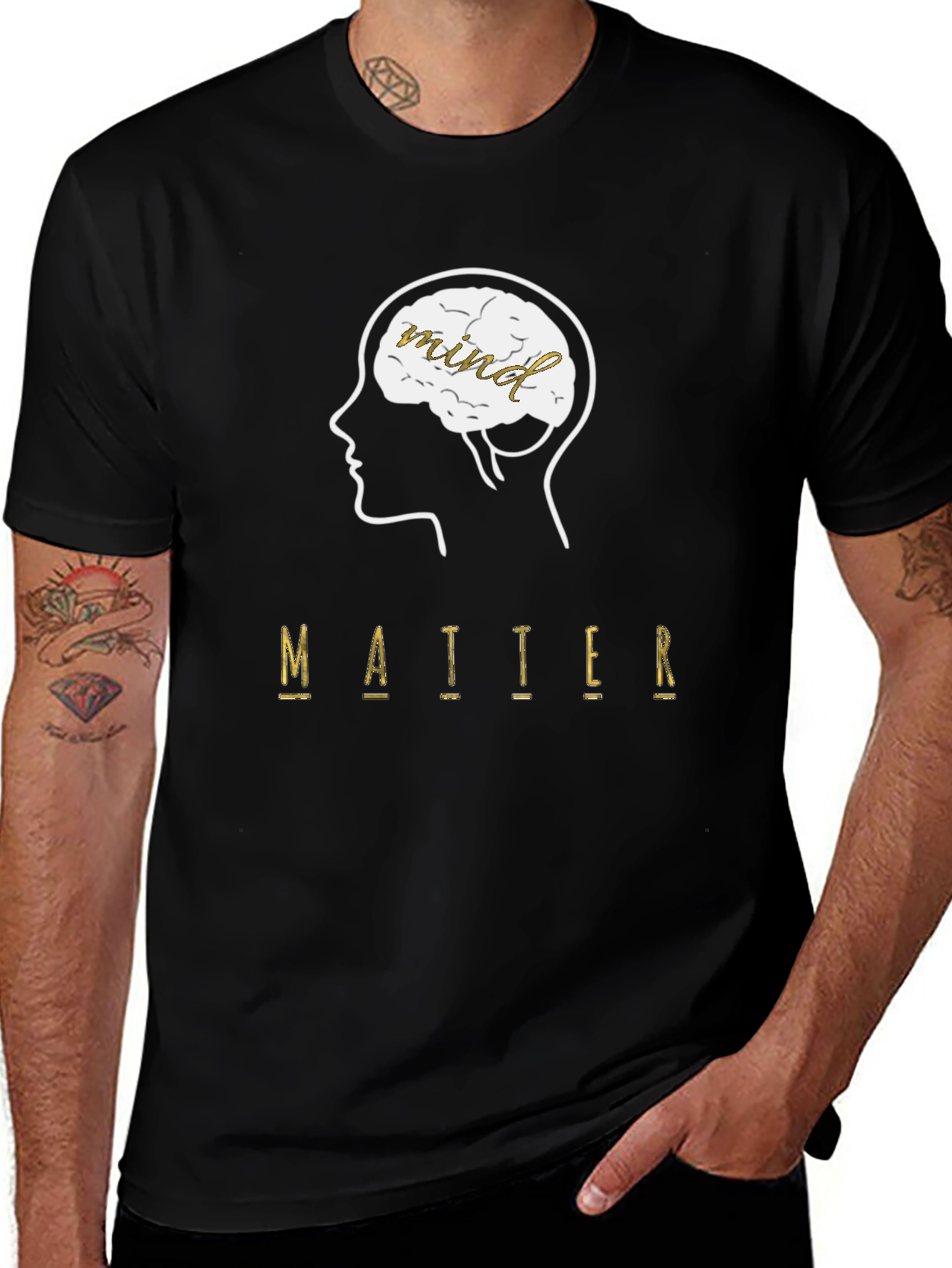 Variant 9 of Mind Over Matter Graphic Tee - Black Cotton T-Shirt