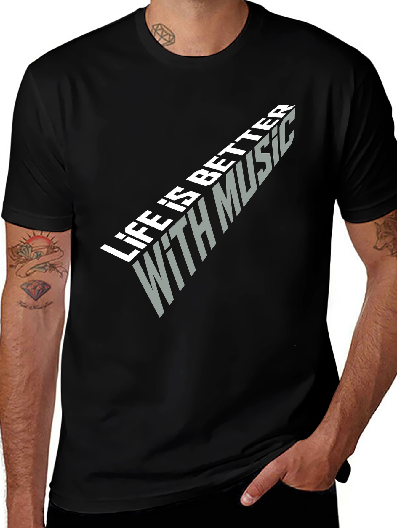 Variant 27 of Life is Better with Music Black T-Shirt