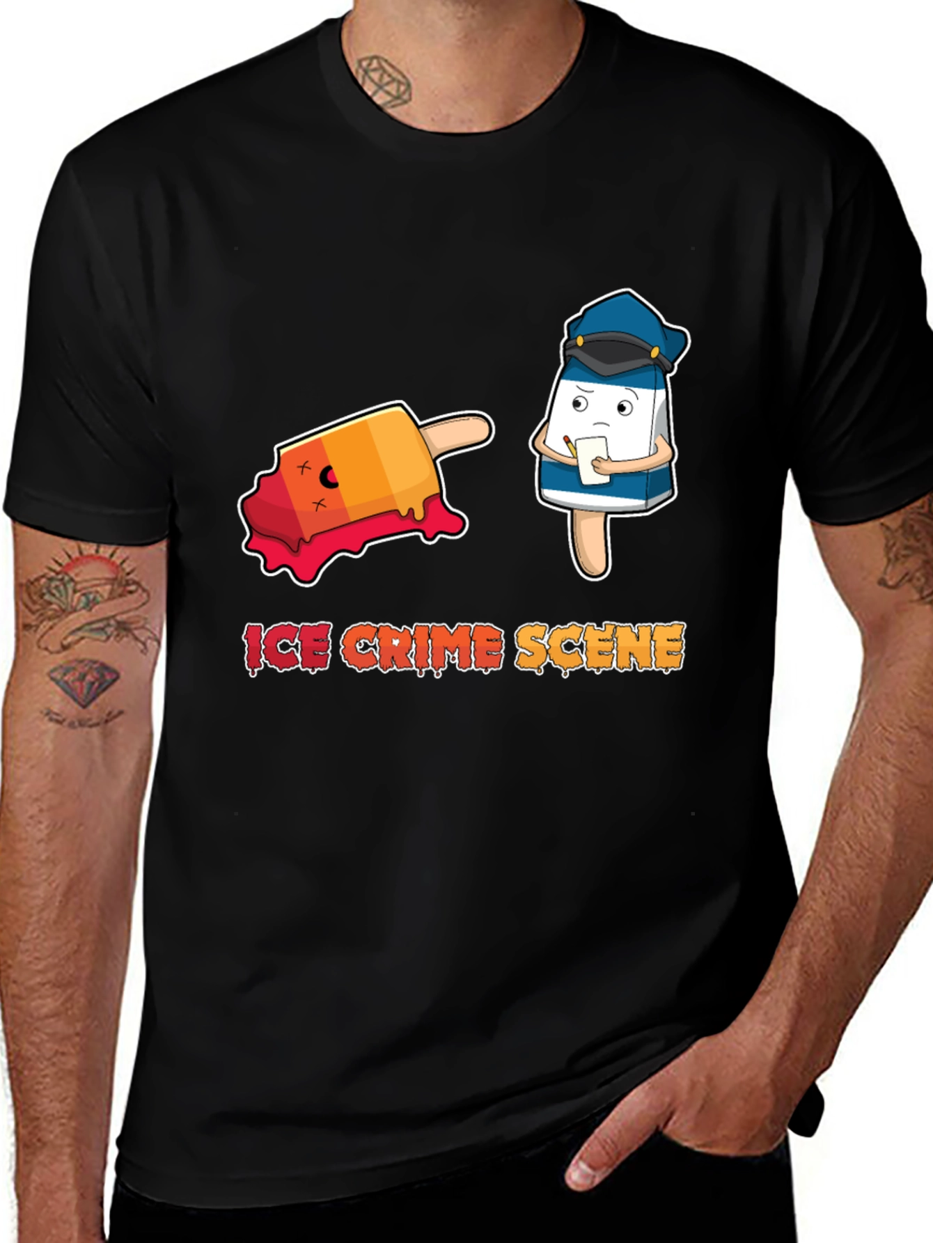 Ice Crime Scene T-Shirt - Funny Cartoon Graphic Tee