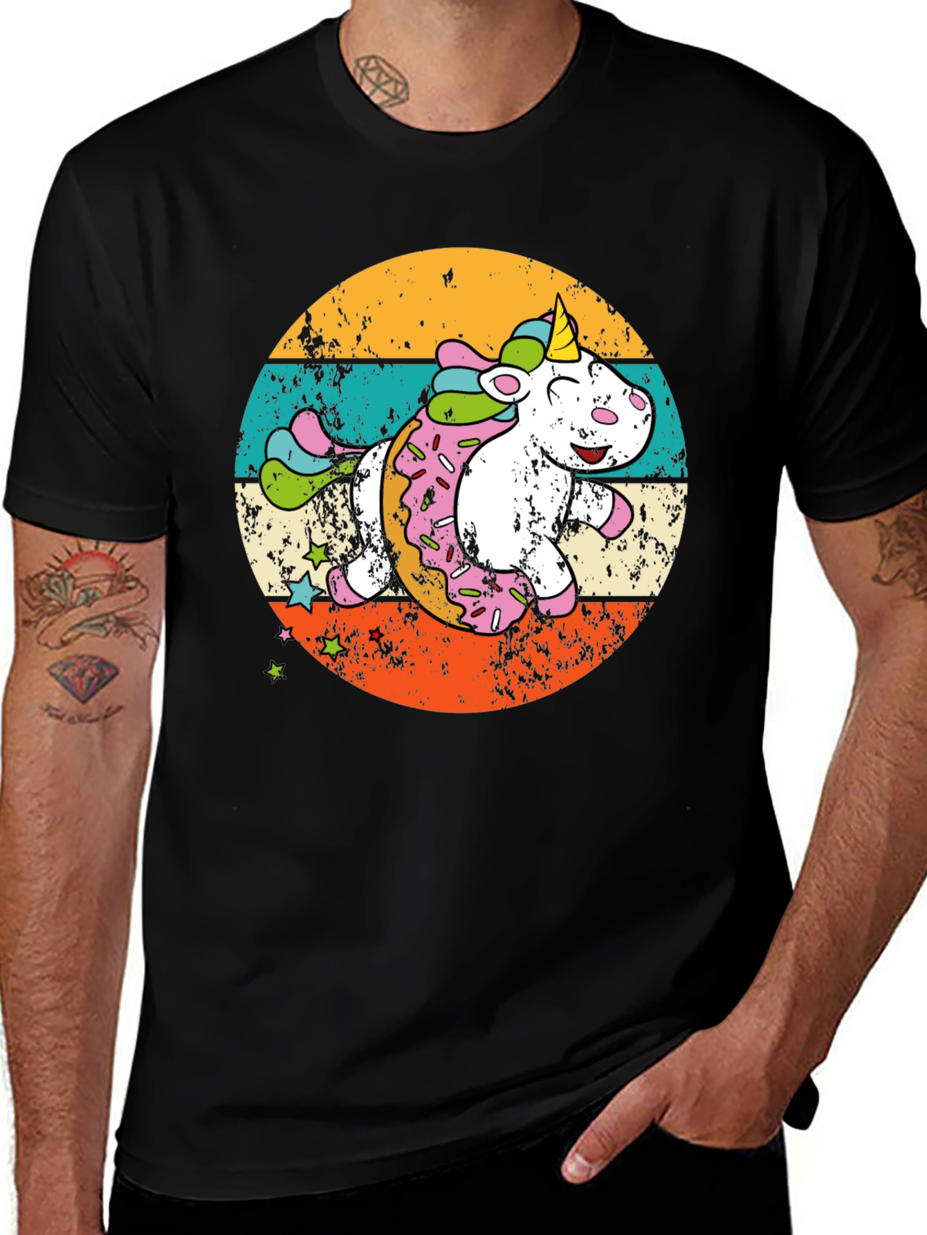 Variant 10 of Unicorn Donut Retro T-Shirt - Cute Graphic Tee