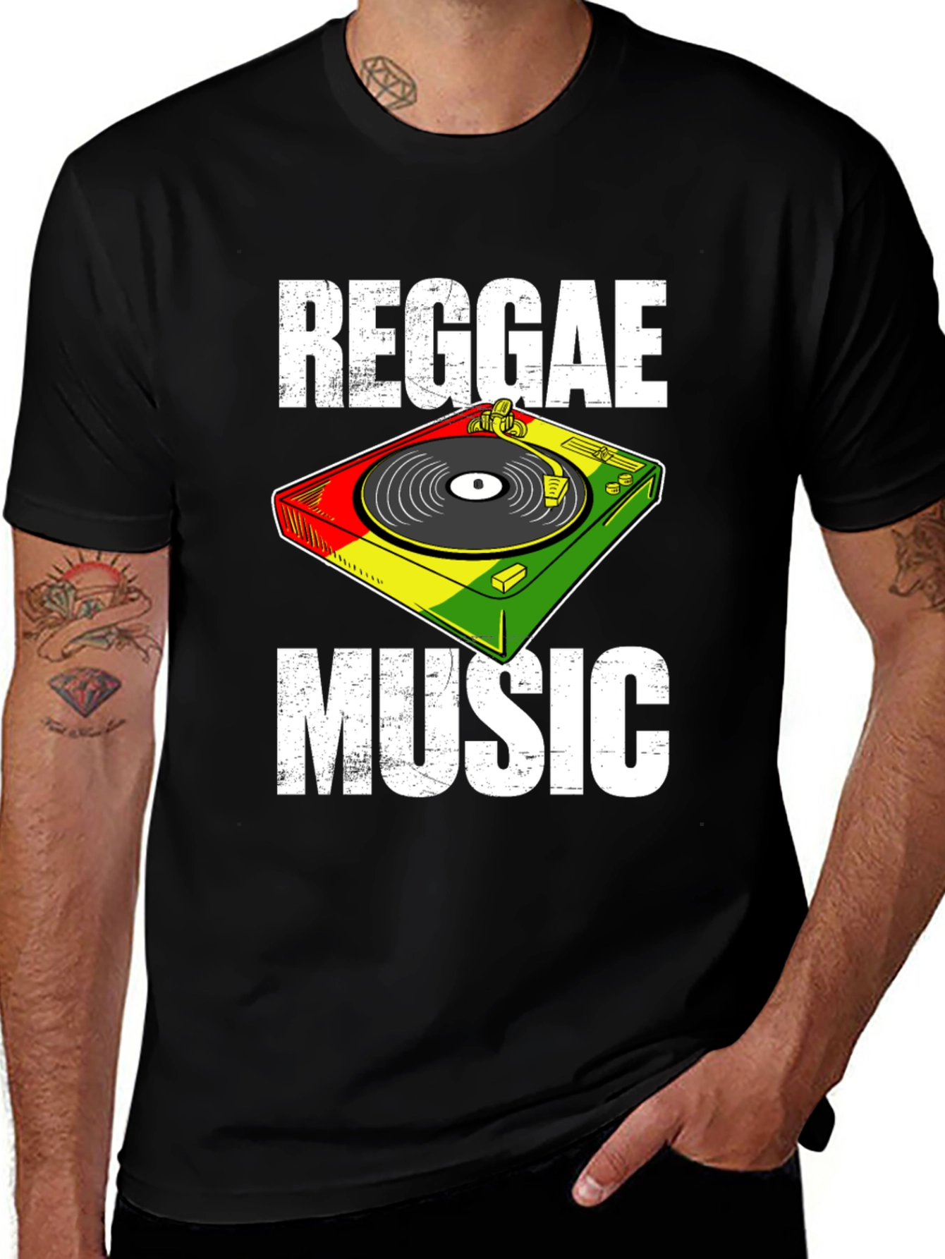 Variant 21 of Reggae Music T-Shirt Vinyl Turntable Red Yellow Green Graphic Tee