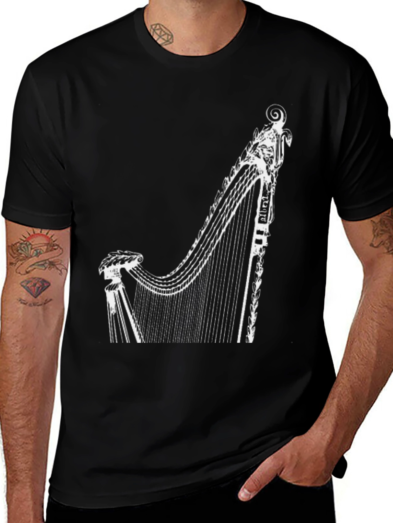 Variant 6 of Harp Graphic Black T-Shirt
