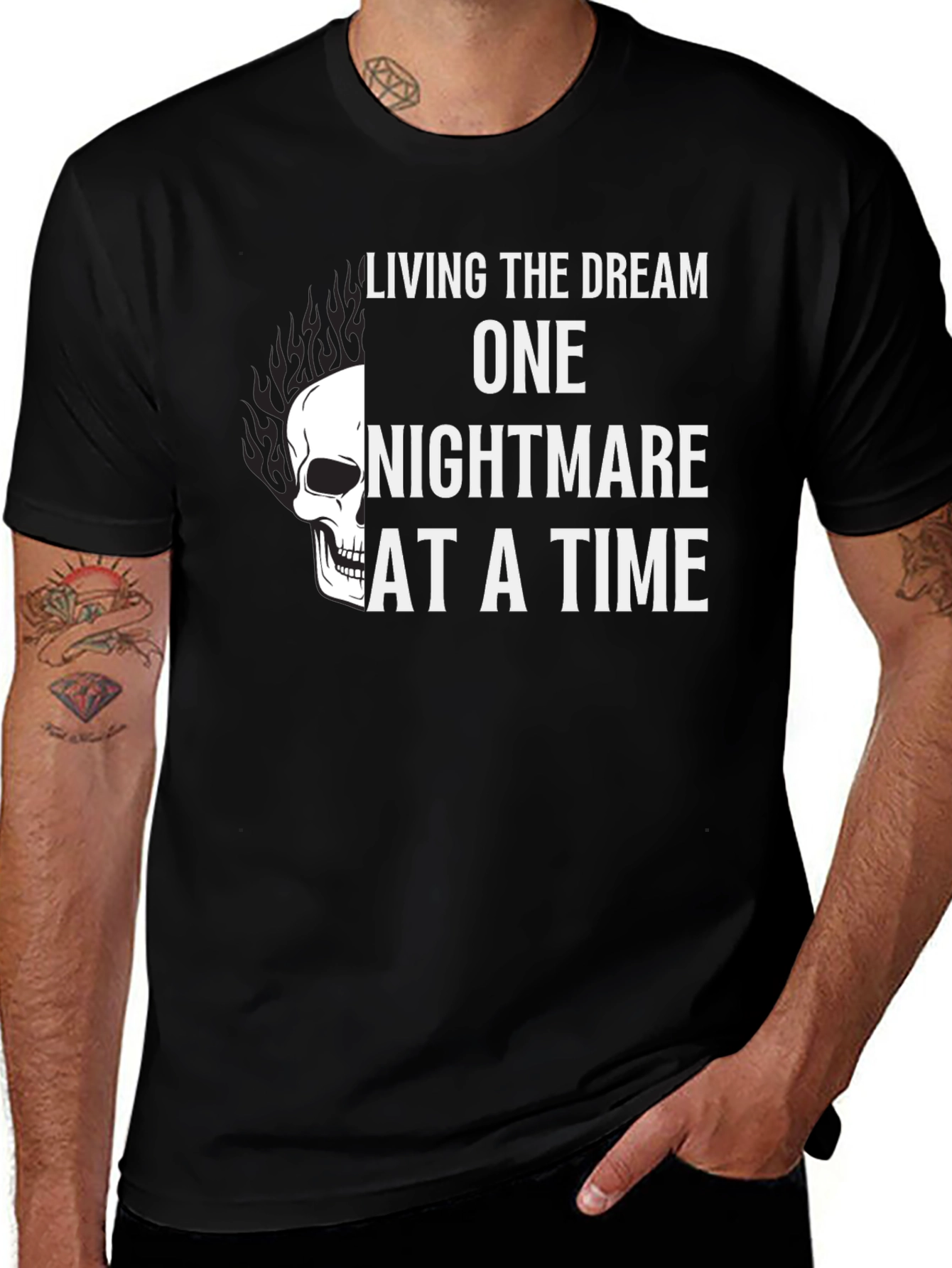 Variant 11 of Living the Dream T-Shirt - Skull Graphic Tee