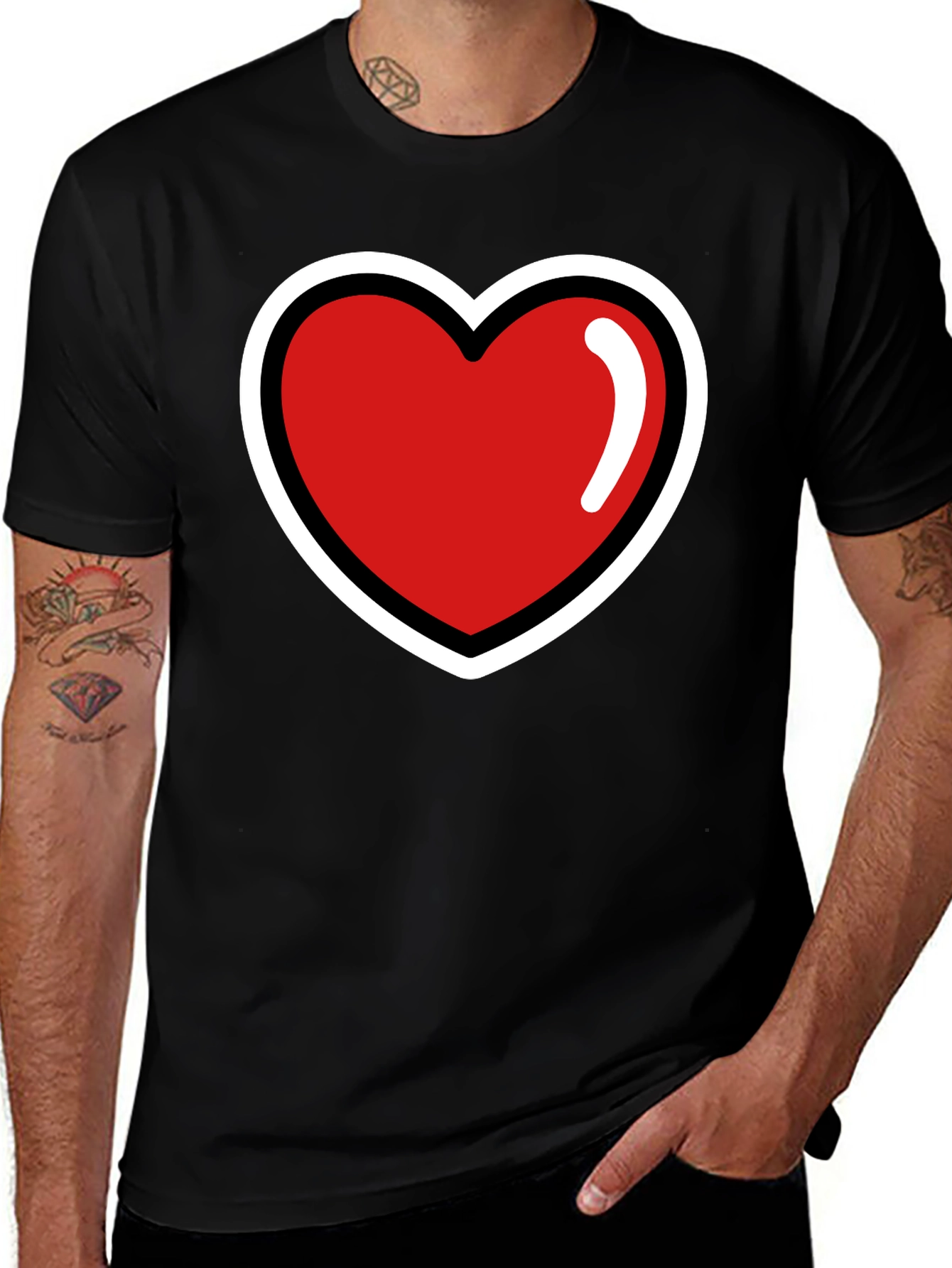 Variant 24 of Heart Graphic Tee - Black Casual Shirt